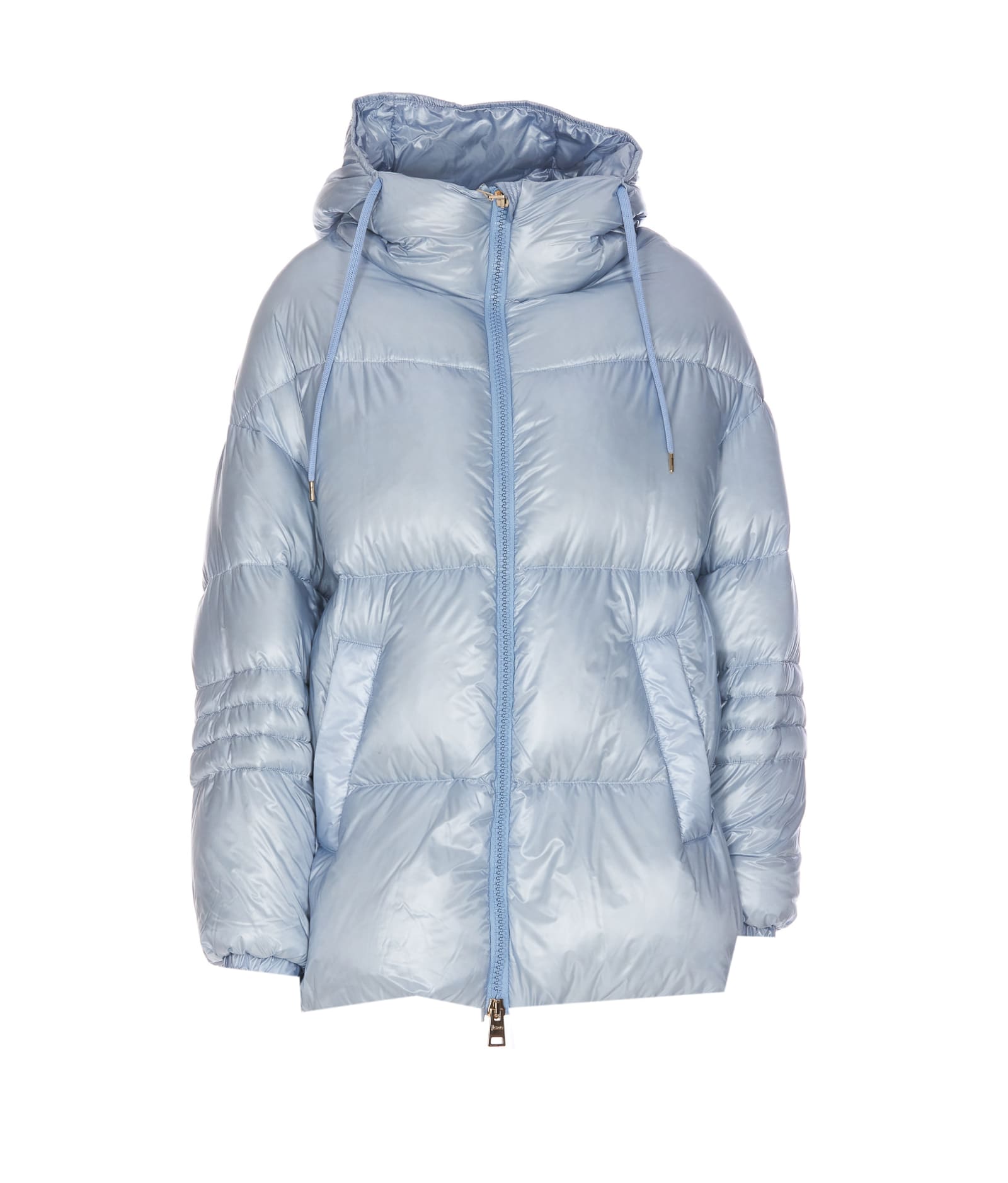 Herno Ultralight Soft Nylon Mid Down Jacket In Blue
