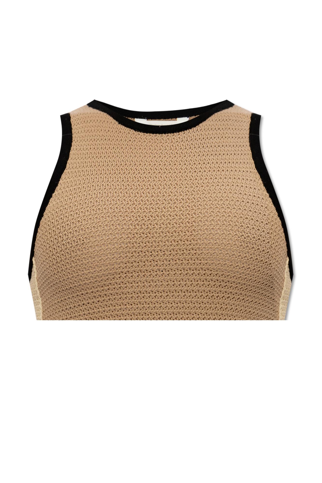 Shop Palm Angels Knit Top In Light Brown/black