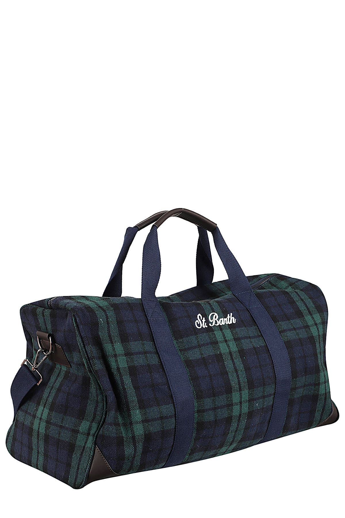Mc2 Saint Barth Tartan Pattern Duffle Bag With Adjustable Strap In Emb Tartan