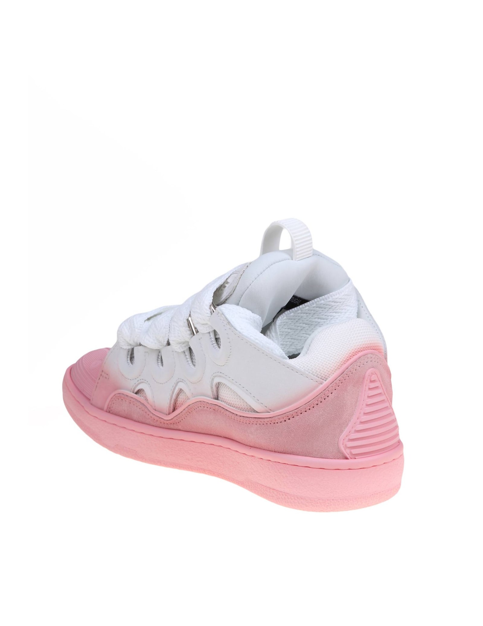 Shop Lanvin Curb Sneakers In White And Pink Leather