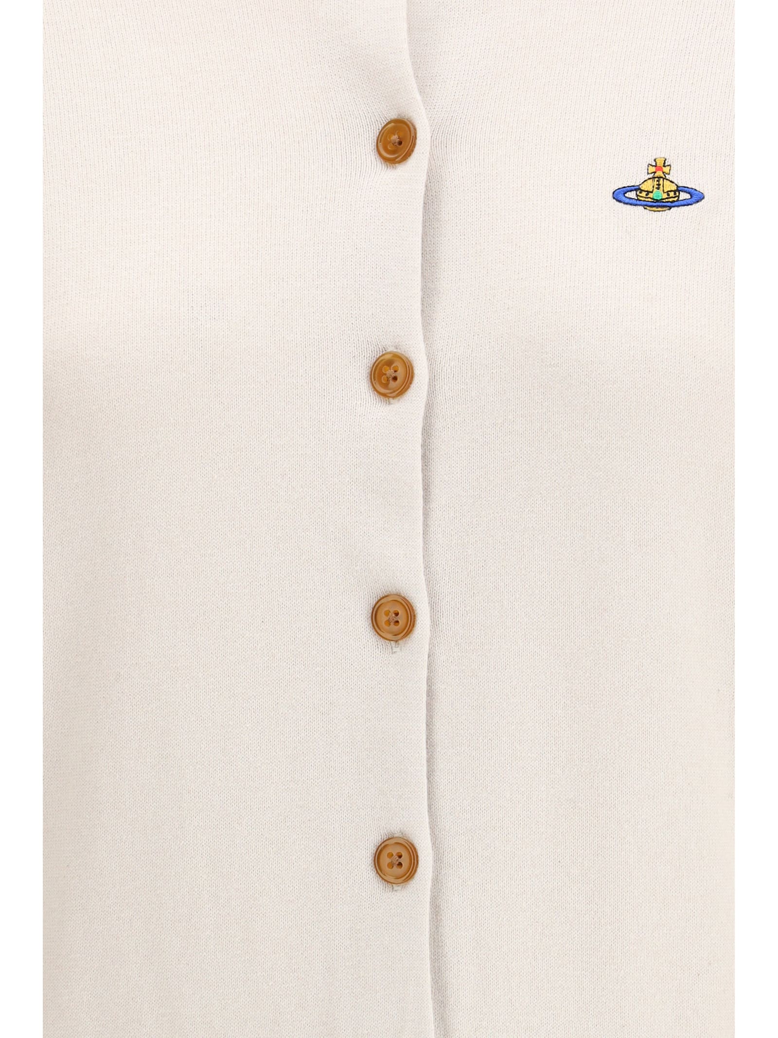 Vivienne Westwood Orb-embellished Virgin-wool Cardigan In Neutral