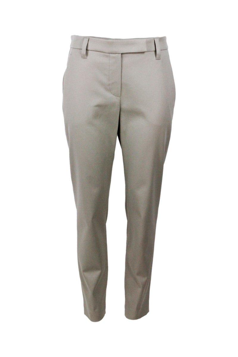 Shop Brunello Cucinelli Cropped Stretched Trousers In Beige