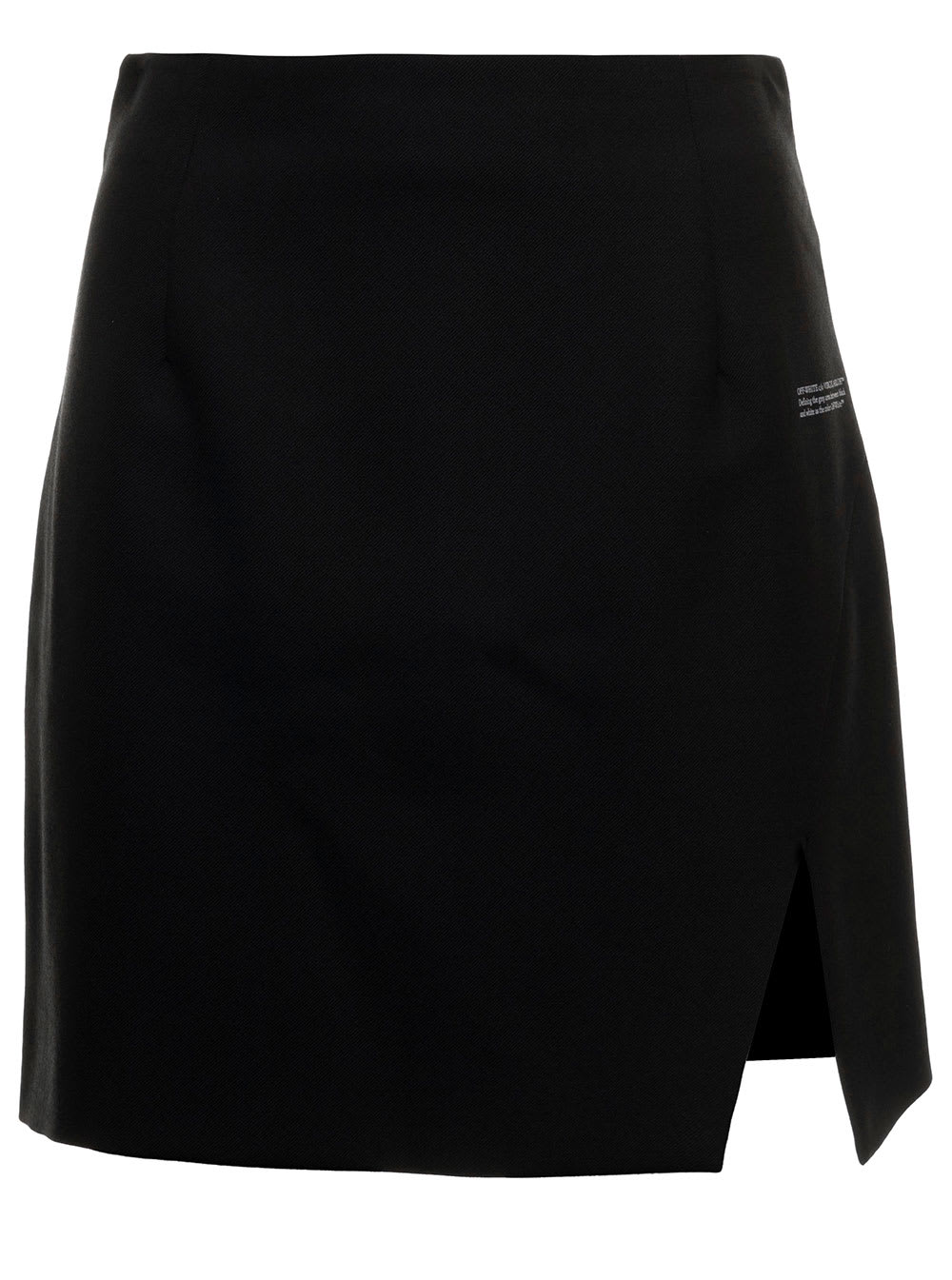 Off-White High Waisted Black Wool Mini Skirt With Slit Off White Woman