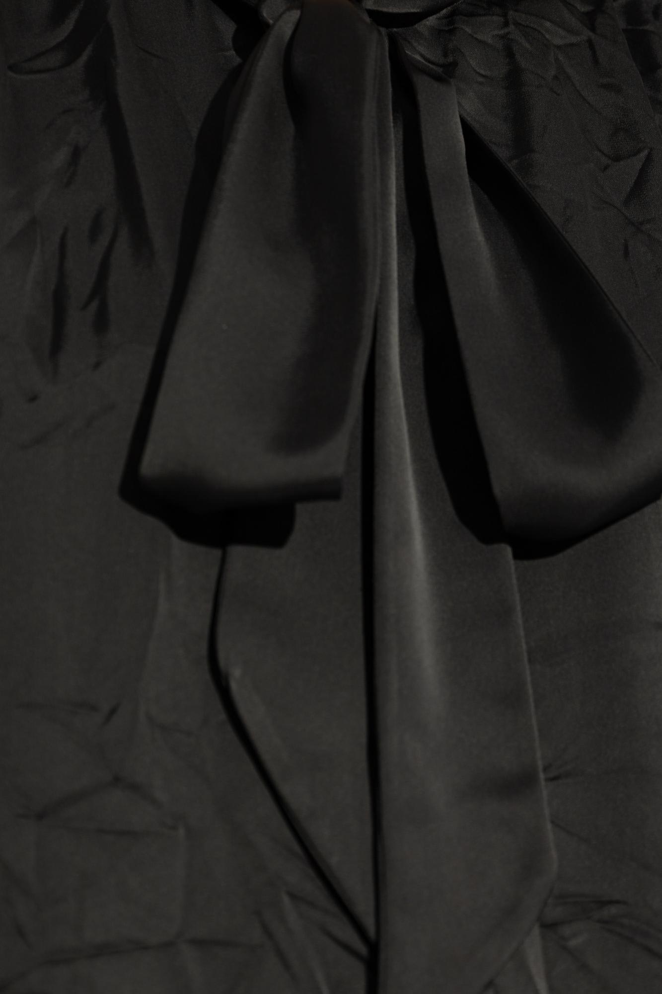 Balenciaga Satin Blouse With Bow And Cut-out Sleeves In Black