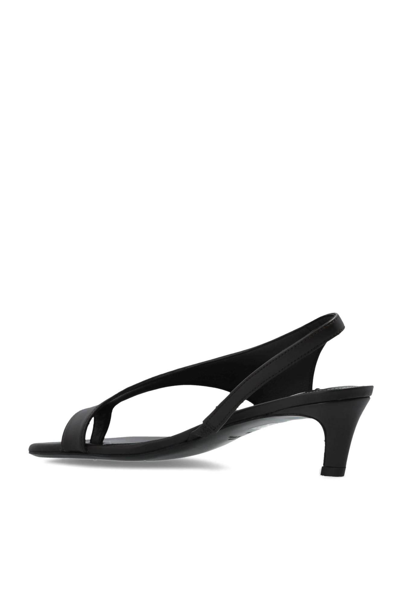 Totême Toteme Leather Heel Thong Sandals In Black