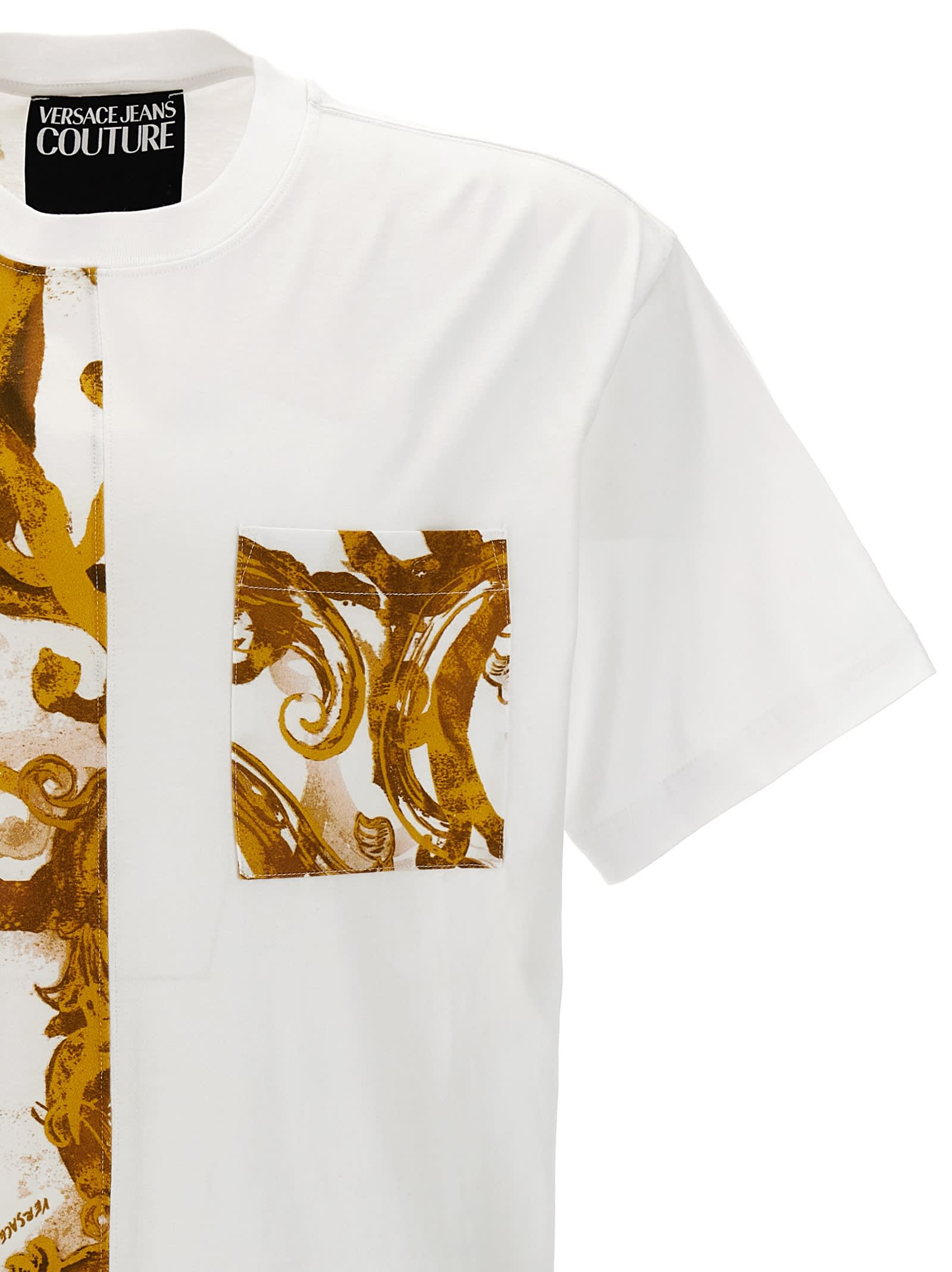 Shop Versace Jeans Couture Contrast Print T-shirt In White