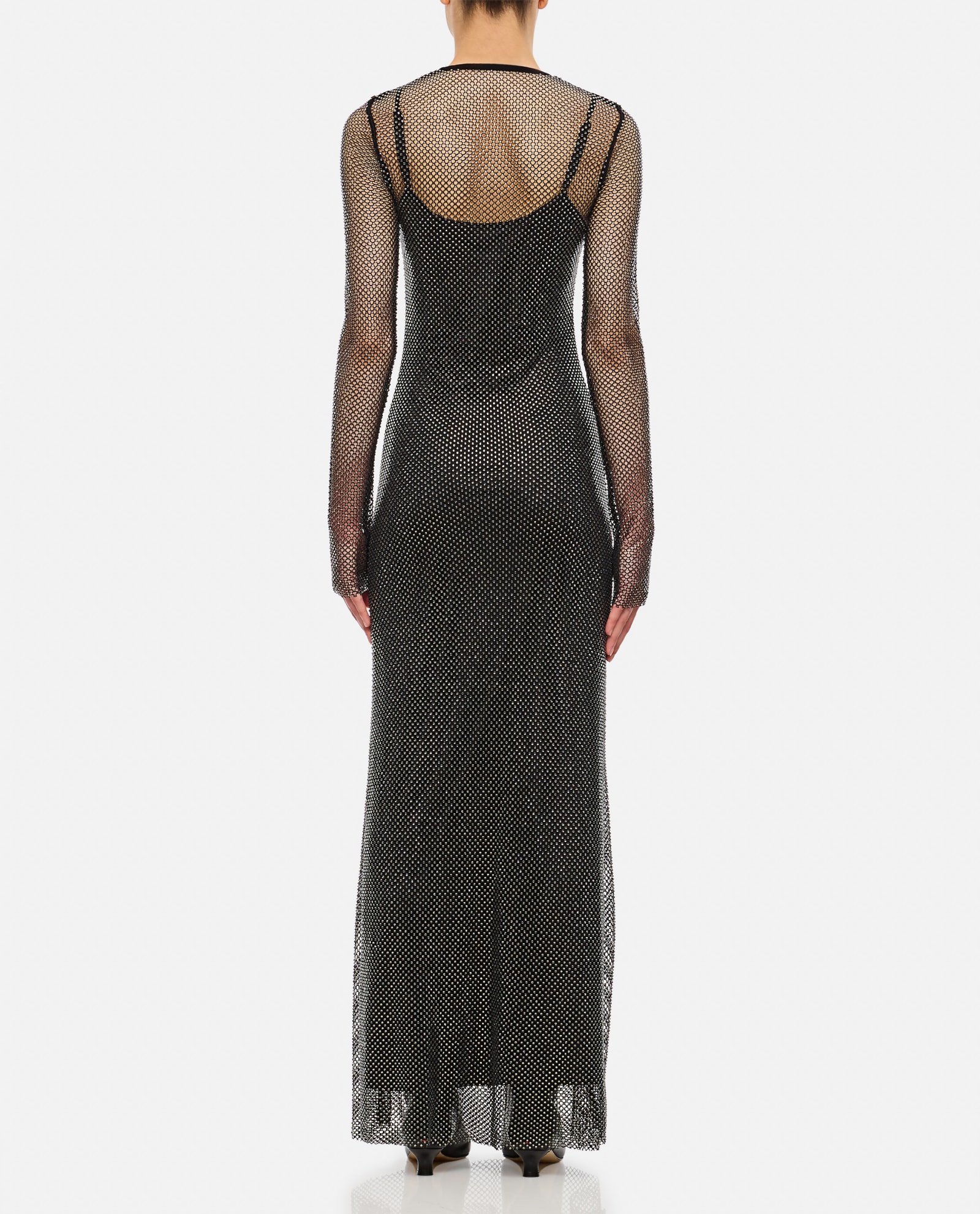 Shop Sportmax Cinese Crystal Long Dress In Black