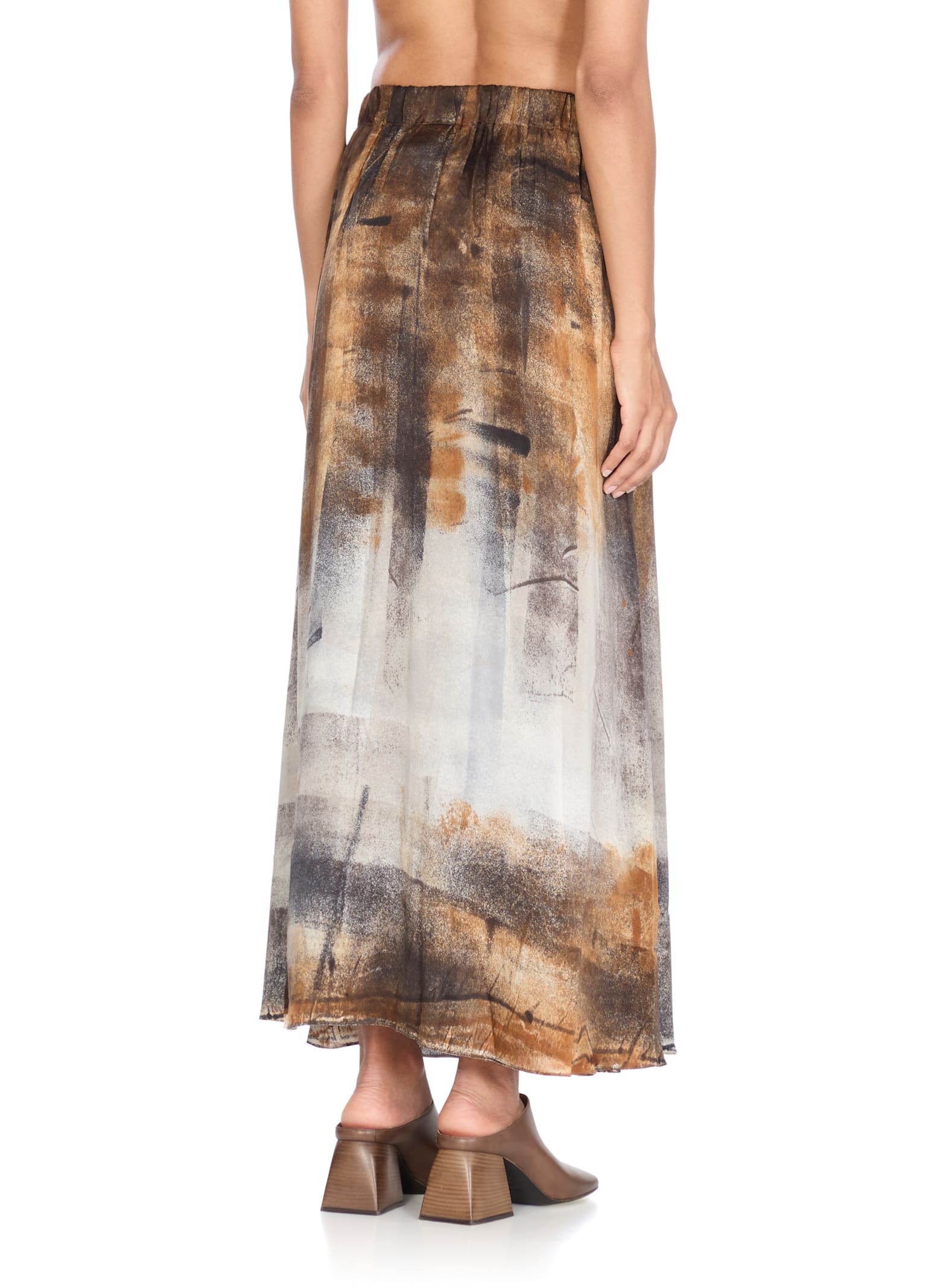 Avant Toi Graphic-print Elasticated-waist Skirt In Brown