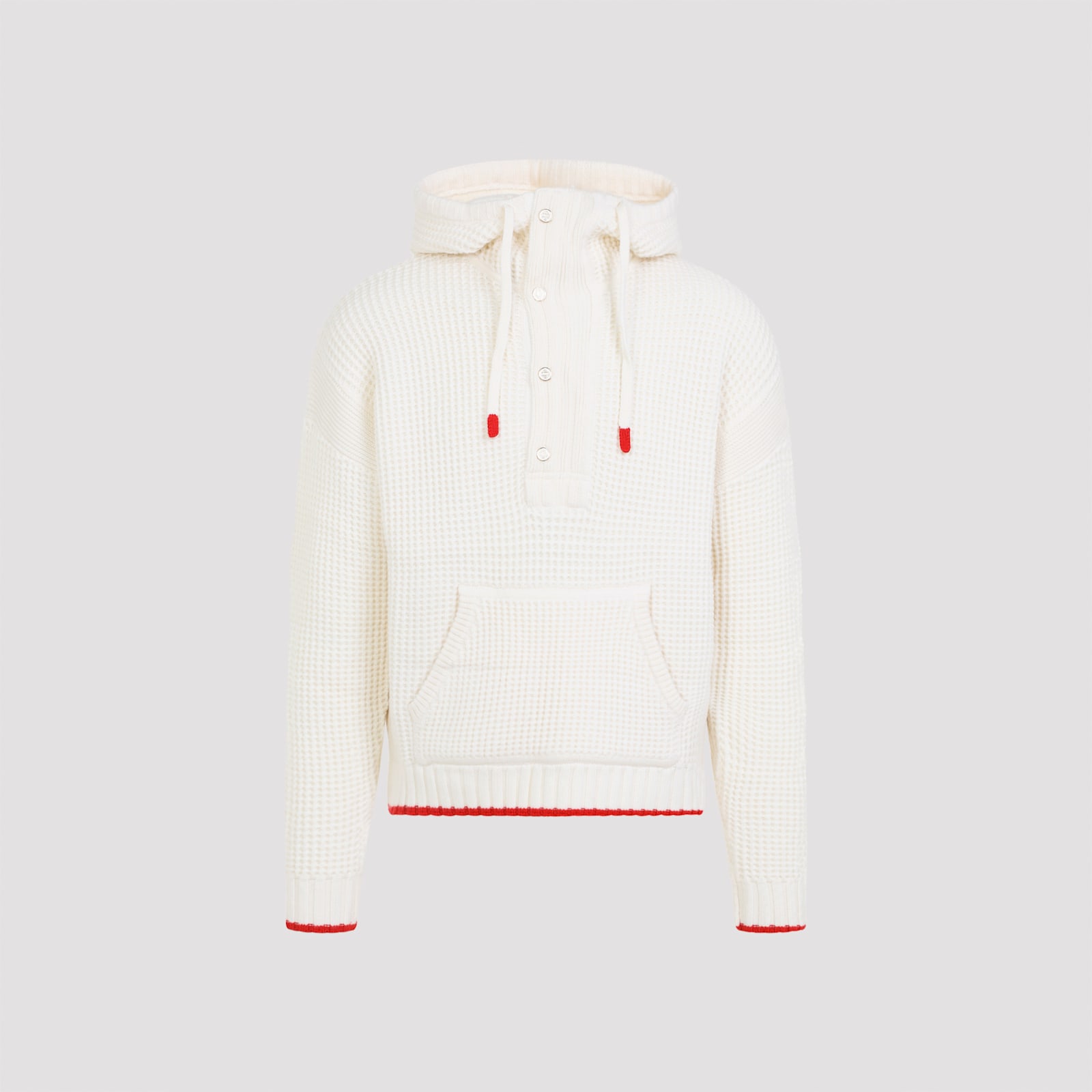 Casablanca Waffle Knitted Hooded Sweatshirt In White
