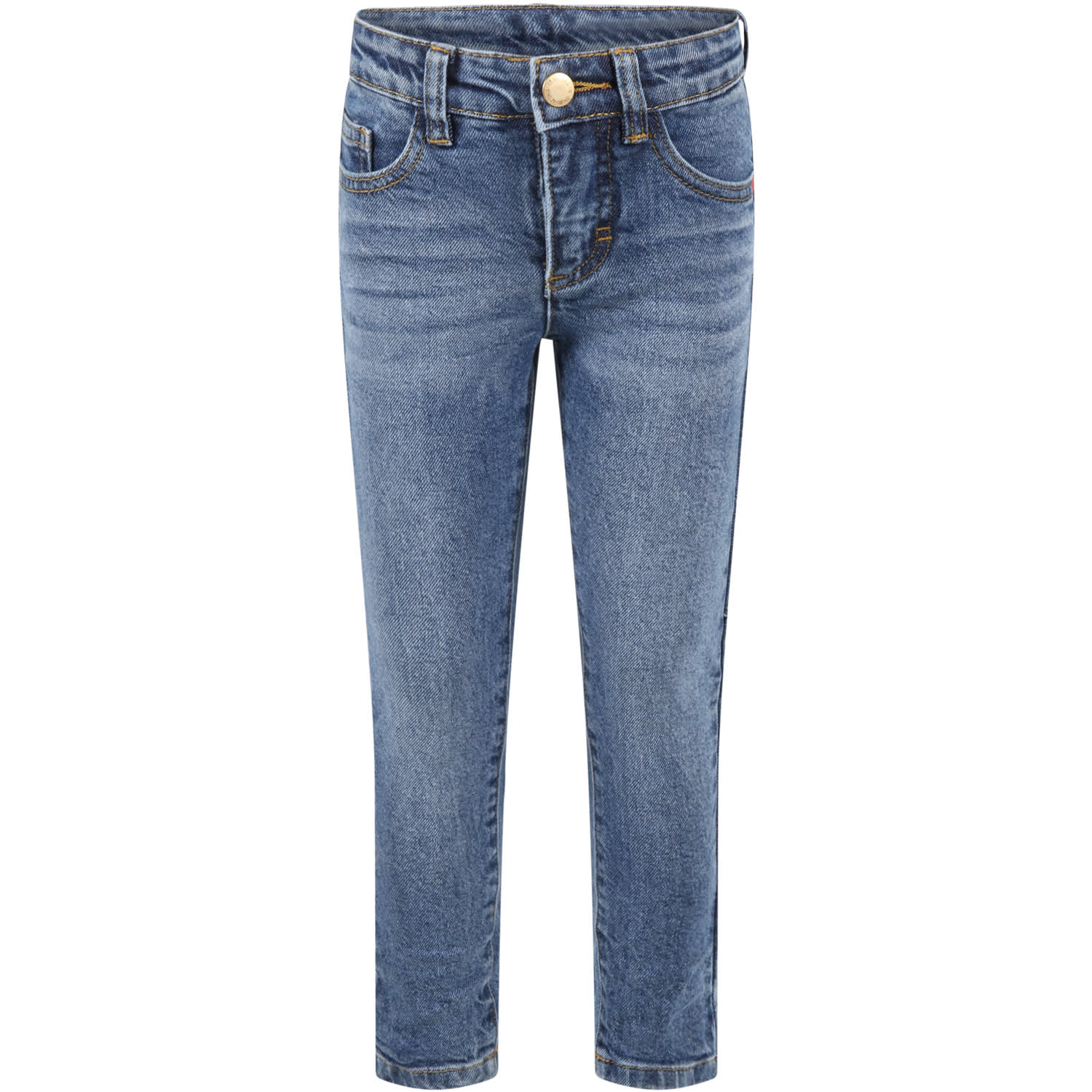 Molo Light Blue Jeans For Girl With Logo