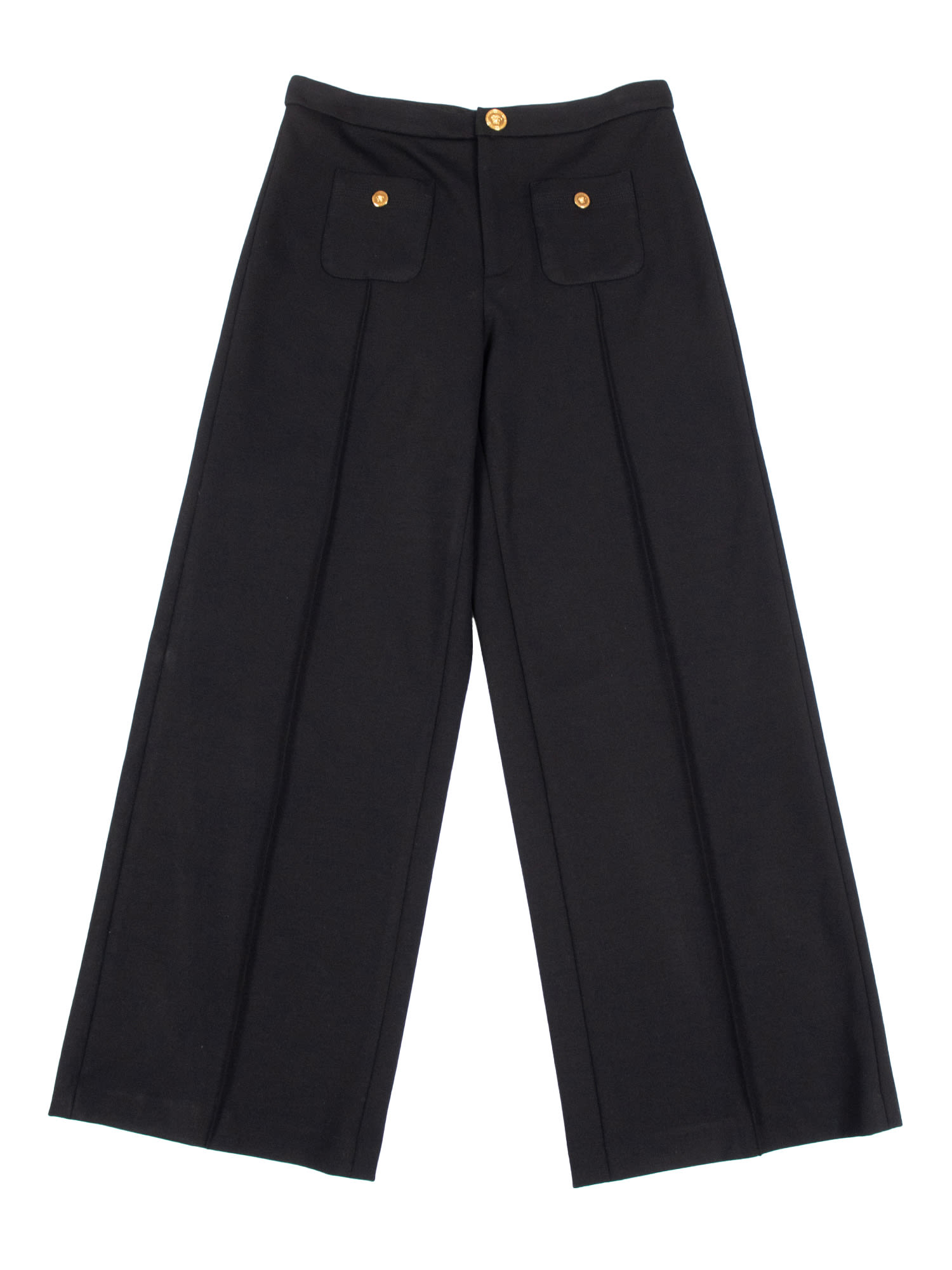 Versace Medusa-button Trousers In Black