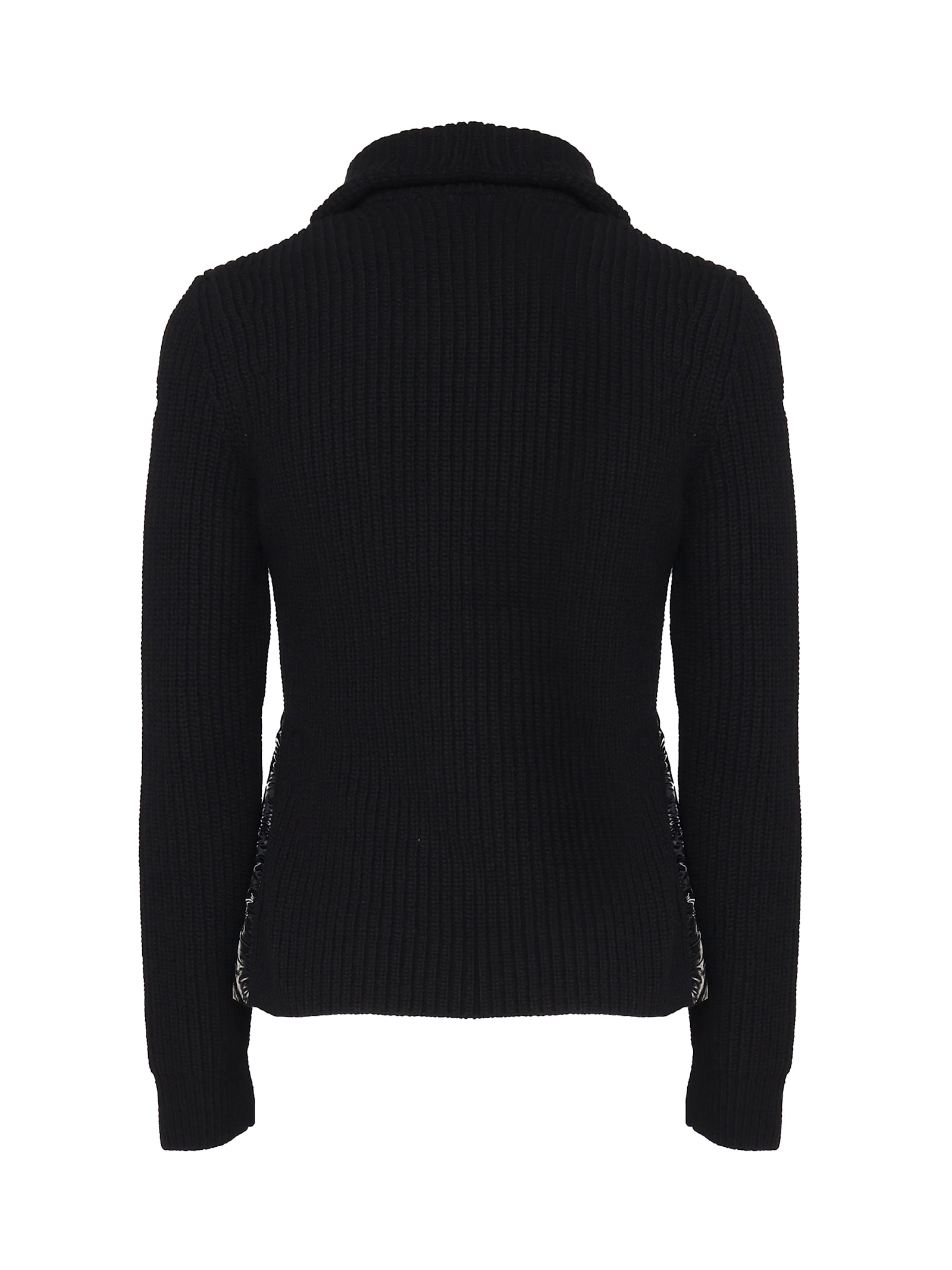 Shop Moncler Padded Zip Cardigan In Black