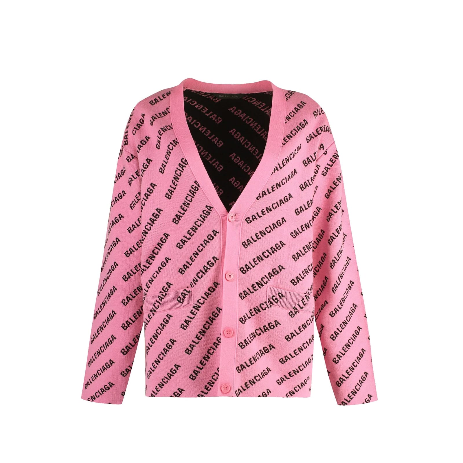 Shop Balenciaga Logo Cardigan In Pink
