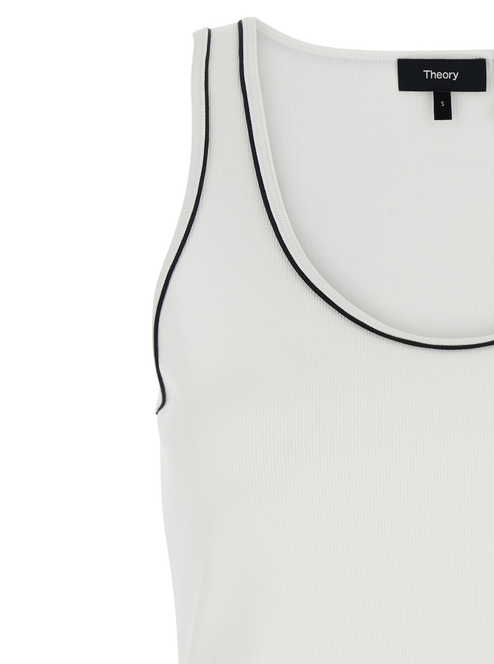 Theory White Sleeveless Top With Scoop Neck In Cotton Stretch Woman In Neutral