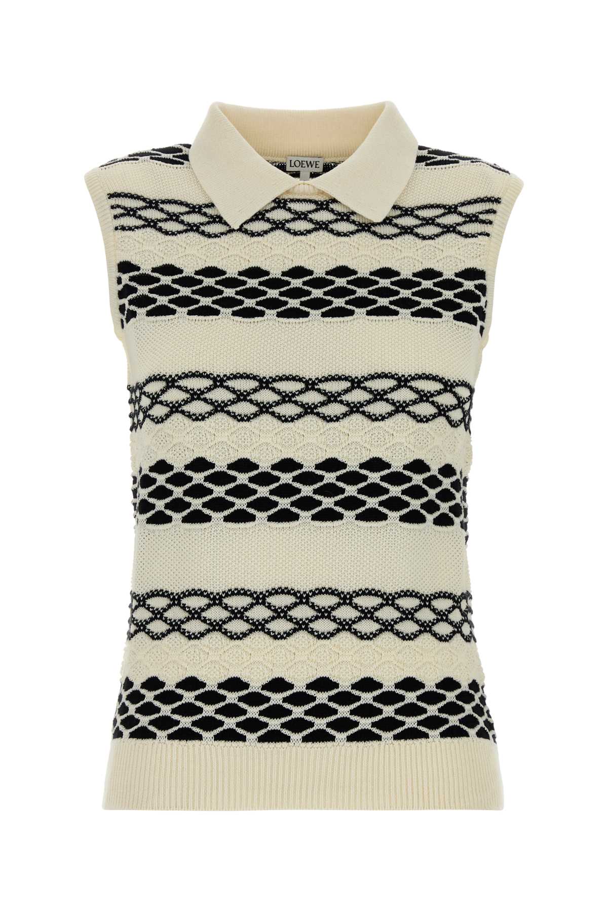 Loewe Cotton Vest With Collar And Ribbed Hem In White