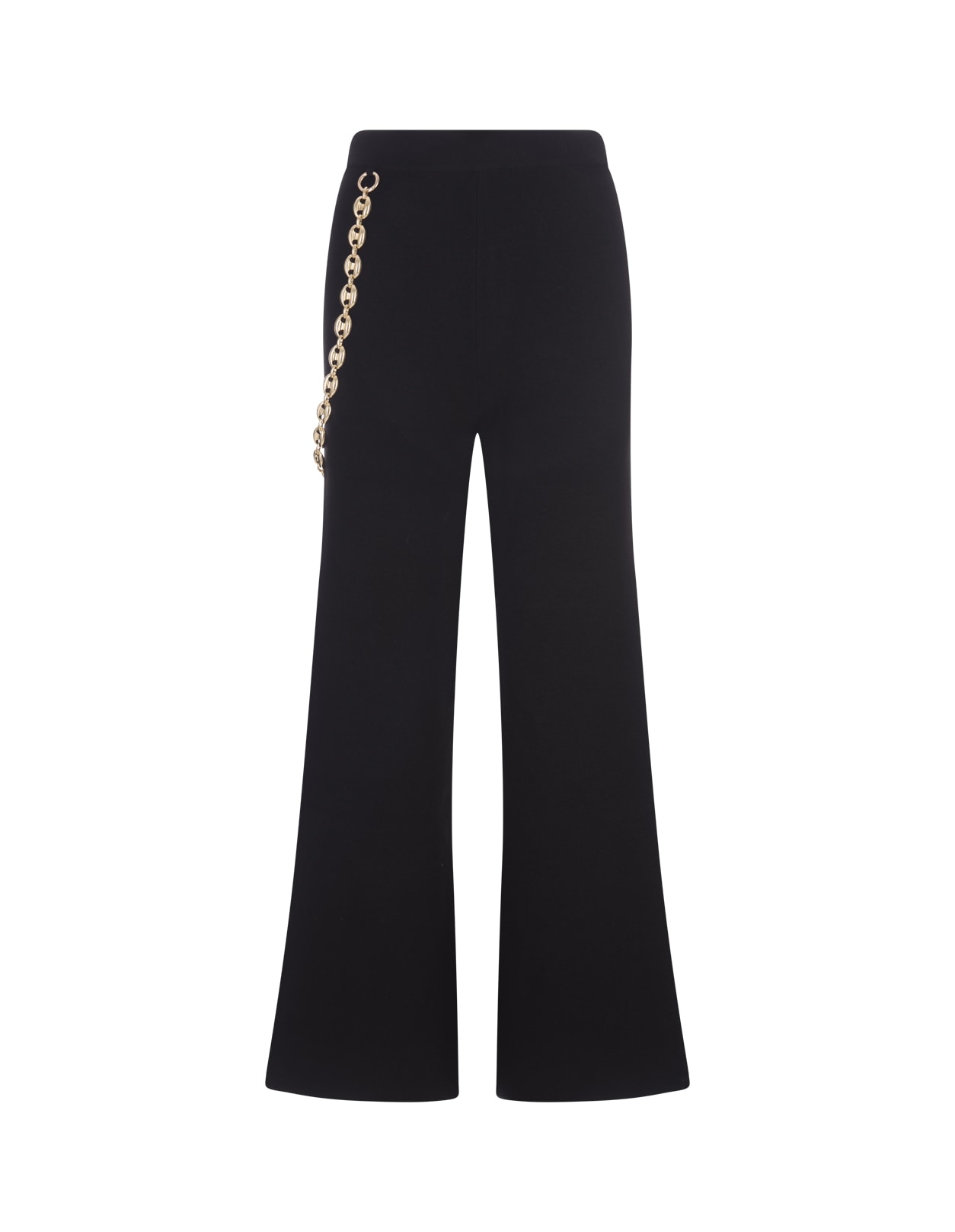 Shop Paco Rabanne Black Wide Leg Trousers With Belt In Nero