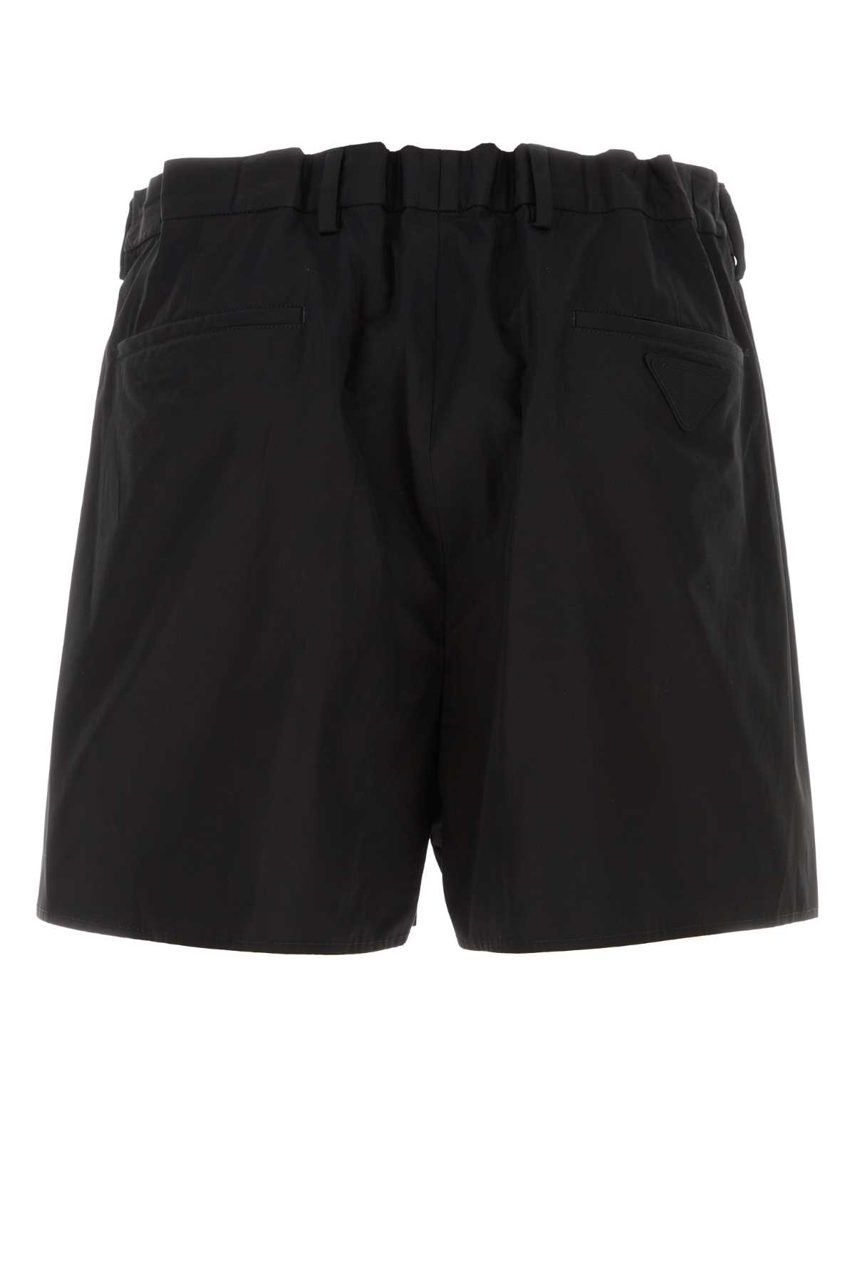 Prada Black Poplin Bermuda Shorts In Nero