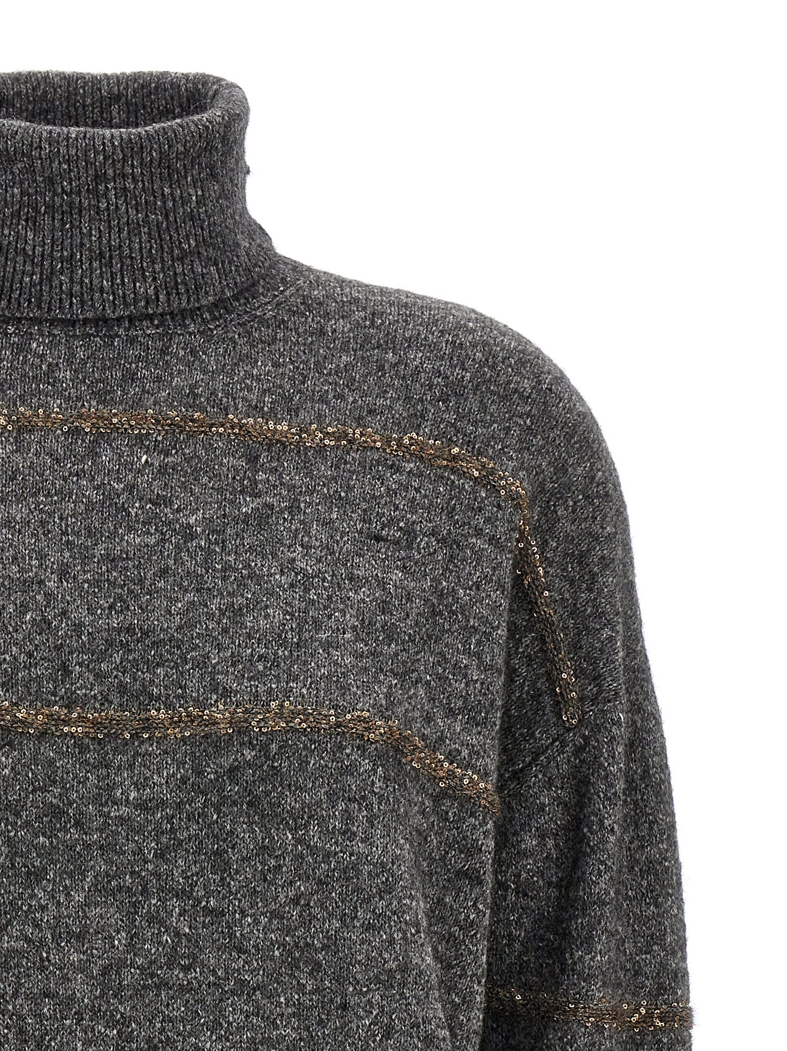 Shop Brunello Cucinelli Sequin Sweater In Gray