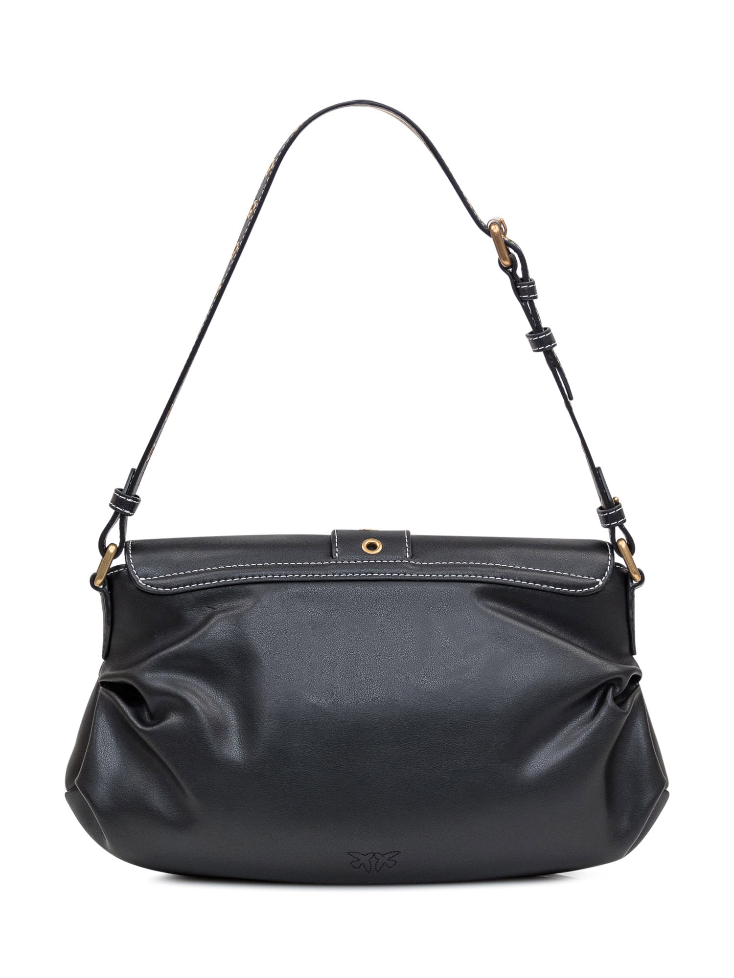 Pinko Jolene Shoulder Bag With Heart Buckle In Nero Antiqque Gold