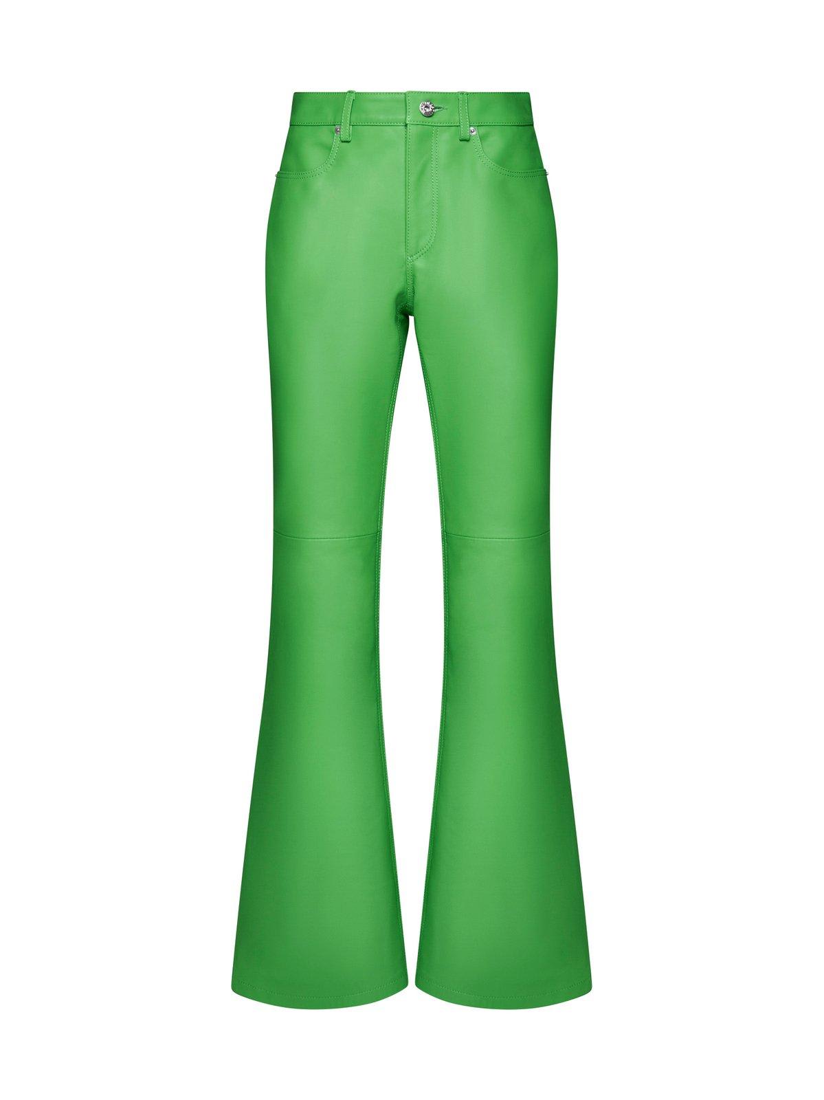 Shop Jw Anderson High-waisted Leather Bootcut Trousers In Green