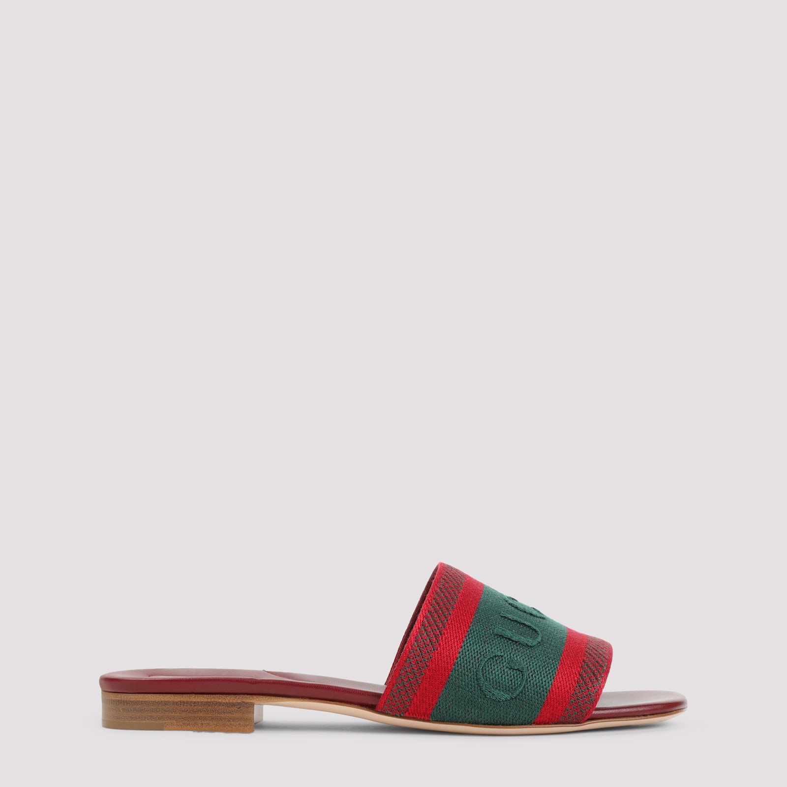 Gucci Open-toe Red Leather Sandals In Multi