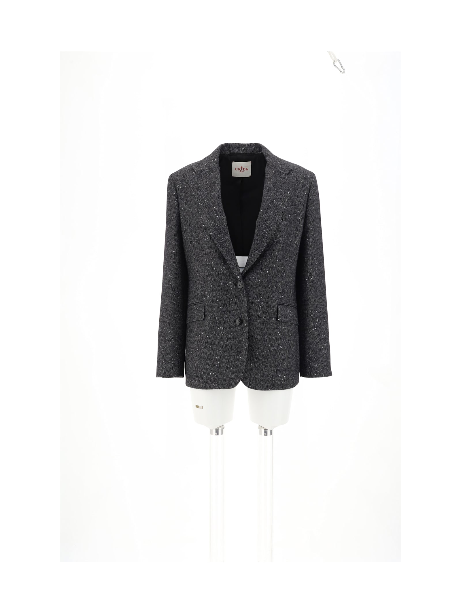 Shop Crida Milano Rovigo Blazer Jacket In Black/silver