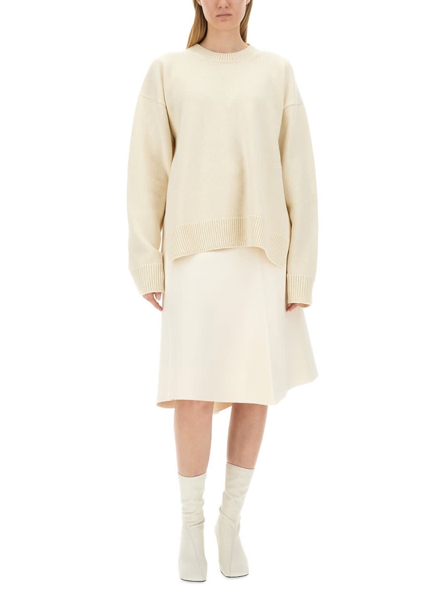 Shop Jil Sander Wool Sweater In Ivory