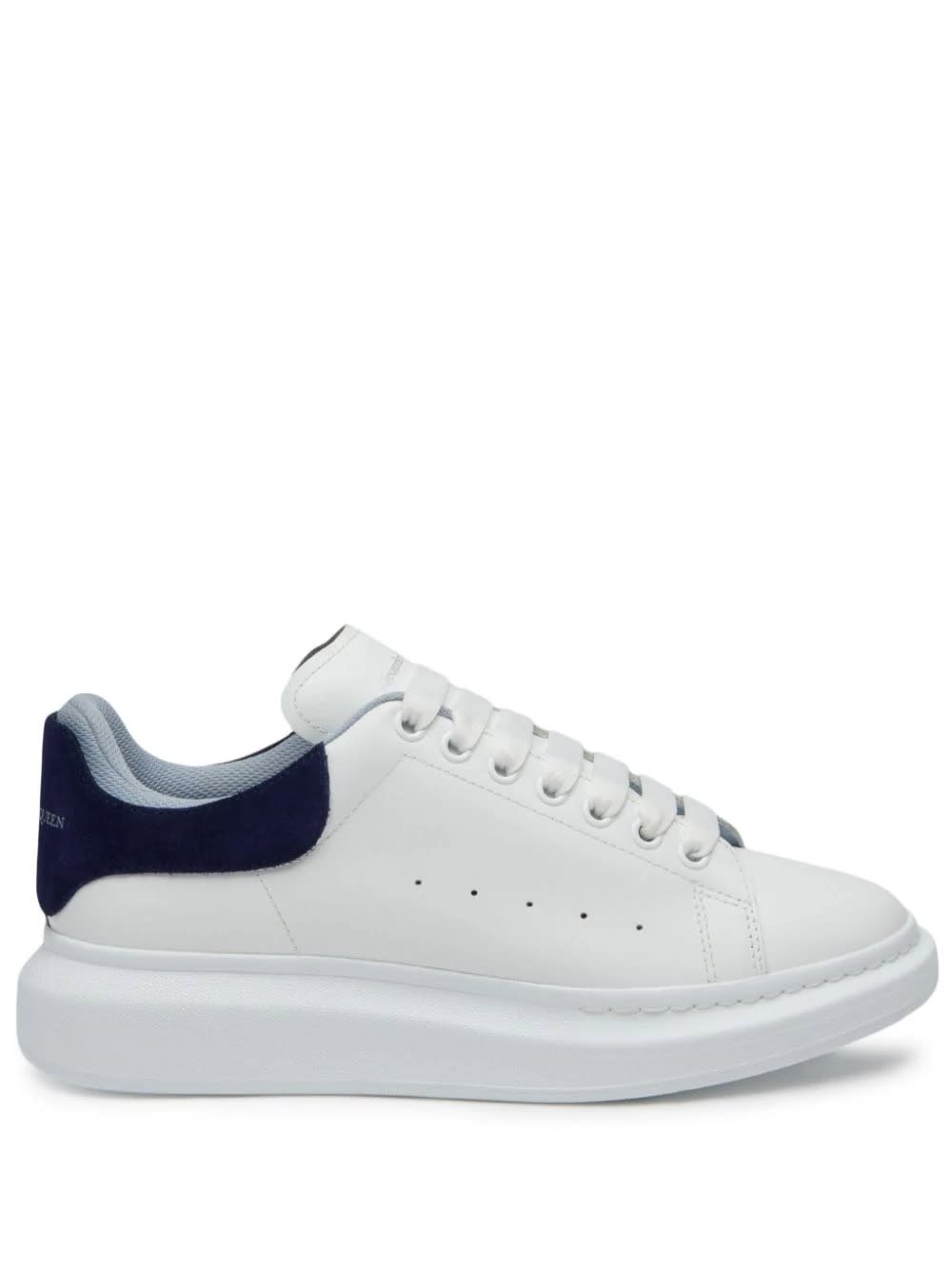 Alexander Mcqueen White Oversized Sneakers With Navy And Light Blue Details