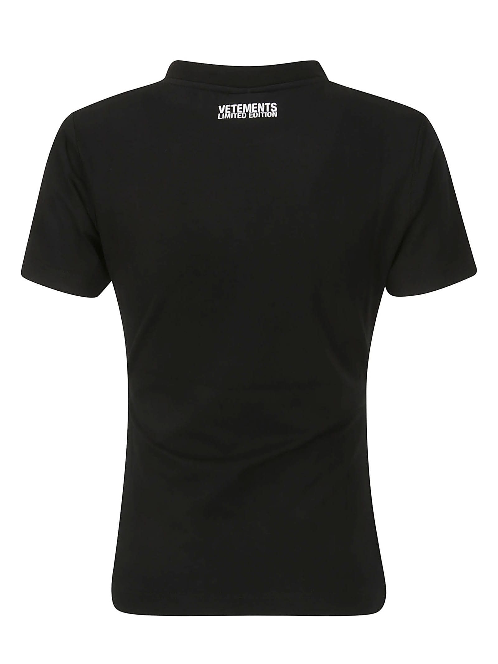 Shop Vetements Embroidered Logo Fitted T-shirt In Black