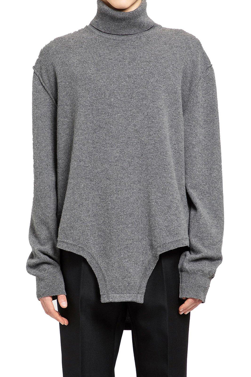 Shop Maison Margiela Knitted Roll-neck Bodysuit In Medium Grey