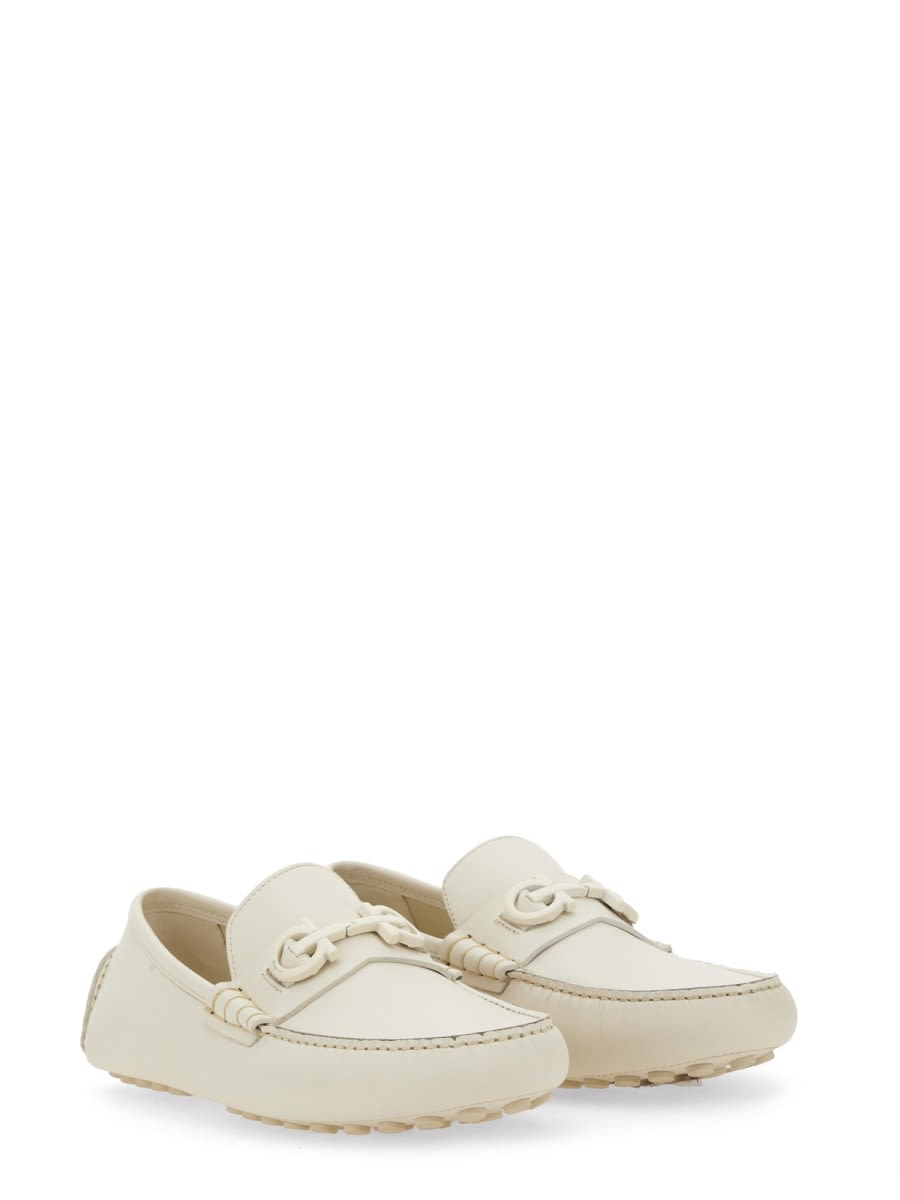 Shop Ferragamo Moccasin With Gancini Ornament In White