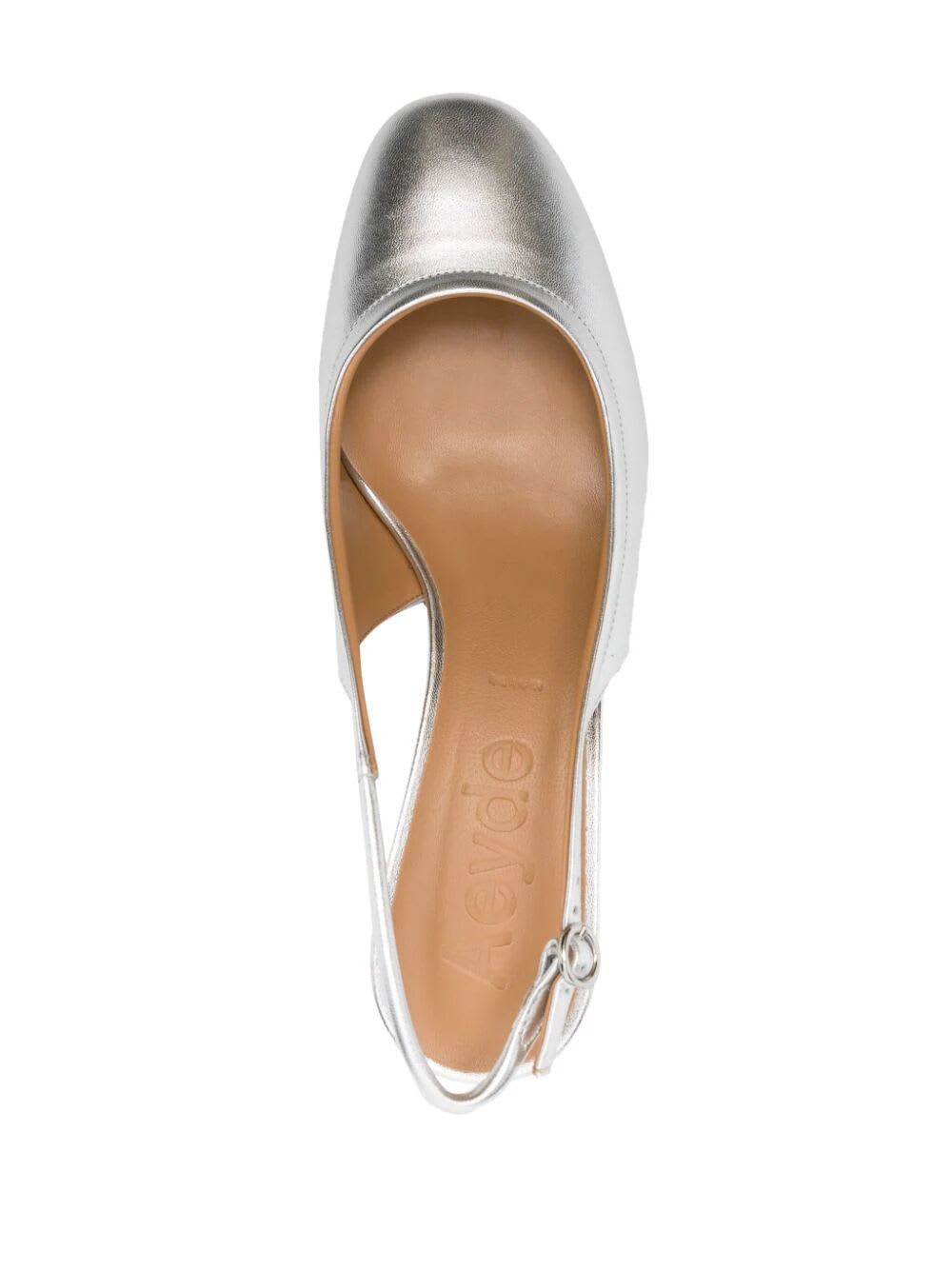 Shop Aeyde Romy Laminated Nappa Leather Silver Slingback