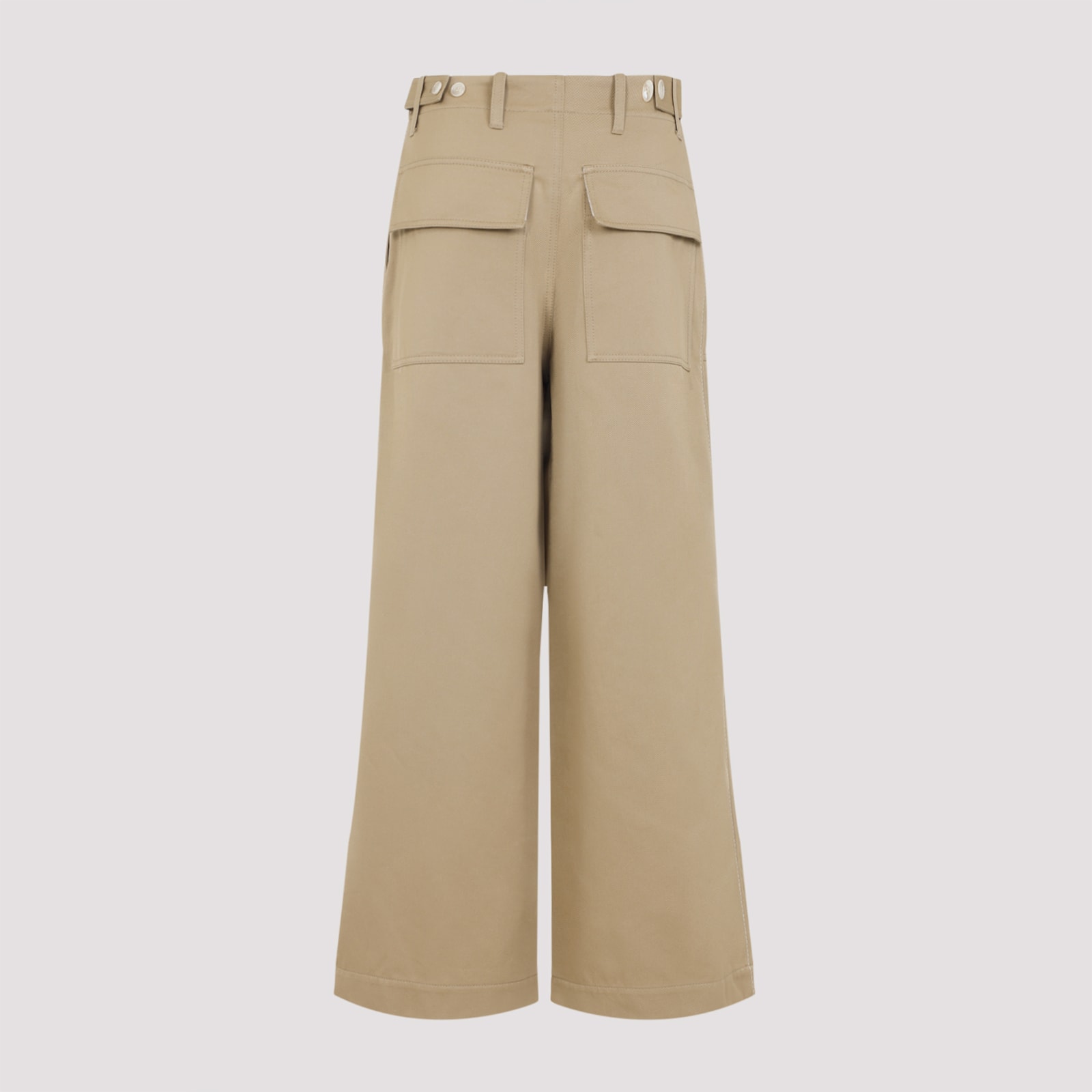 Marni Rose Embroidered Cotton Gabardine Pants In Brown