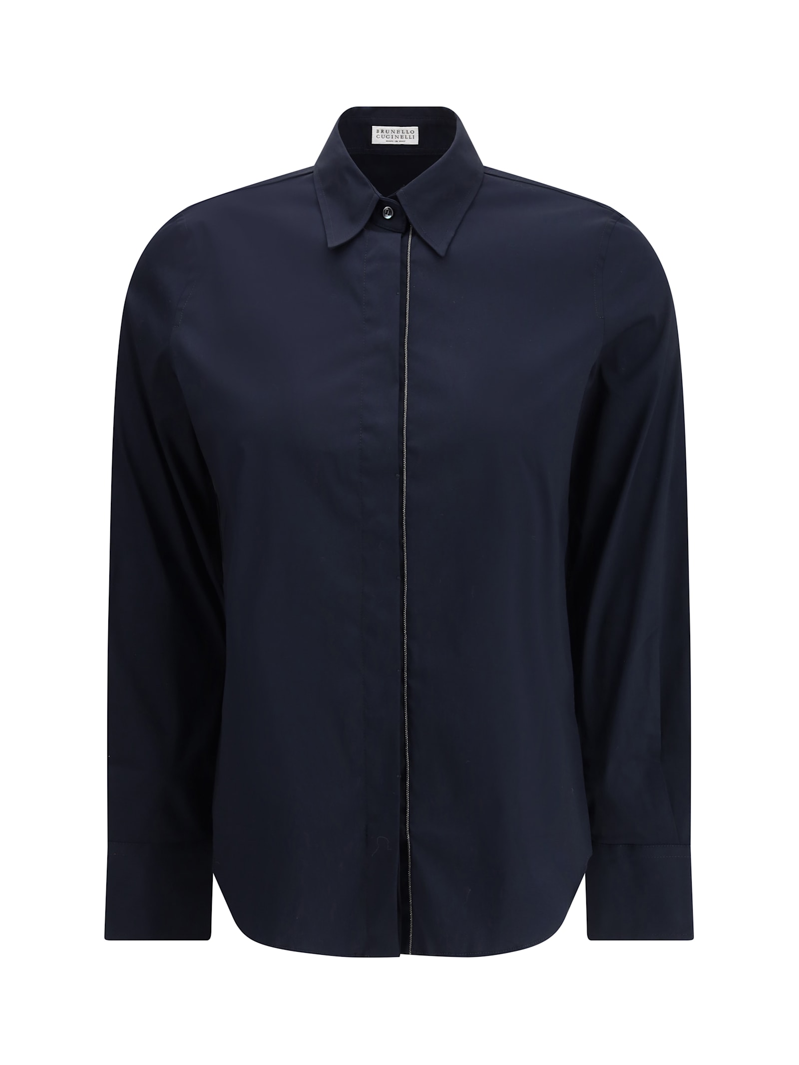 Brunello Cucinelli Shirt With Embellishments In Blue