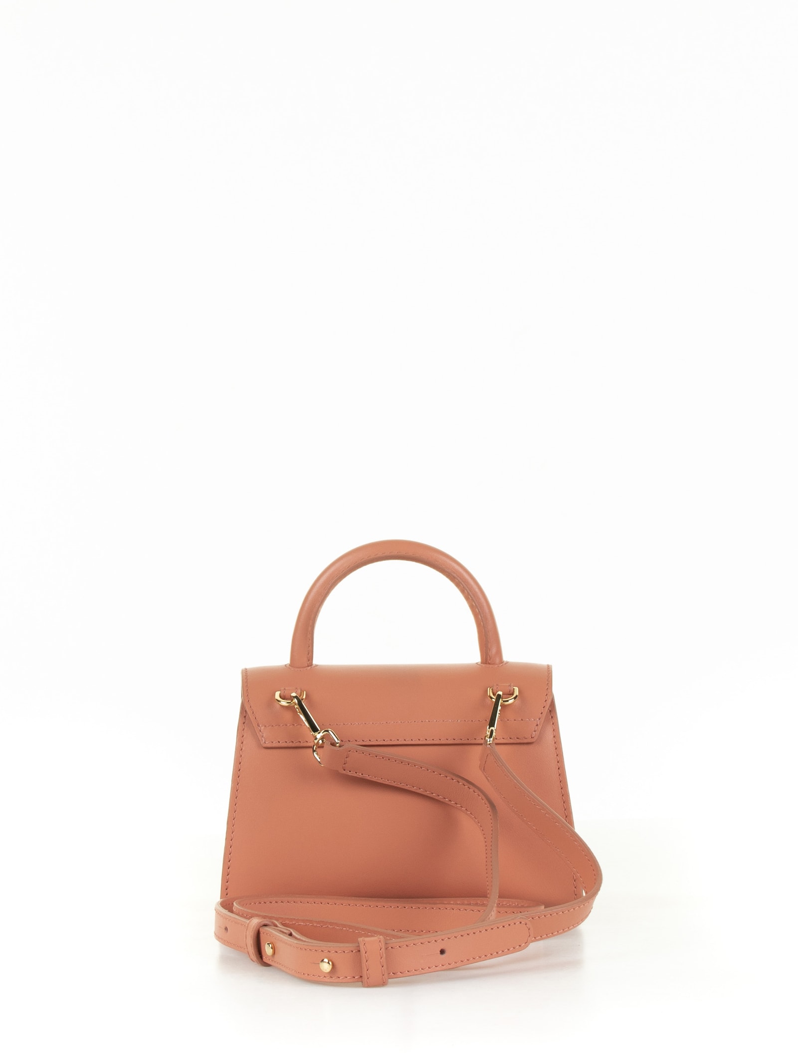 Shop Demellier Montreal Nano Leather Bag With Shoulder Strap In Coral