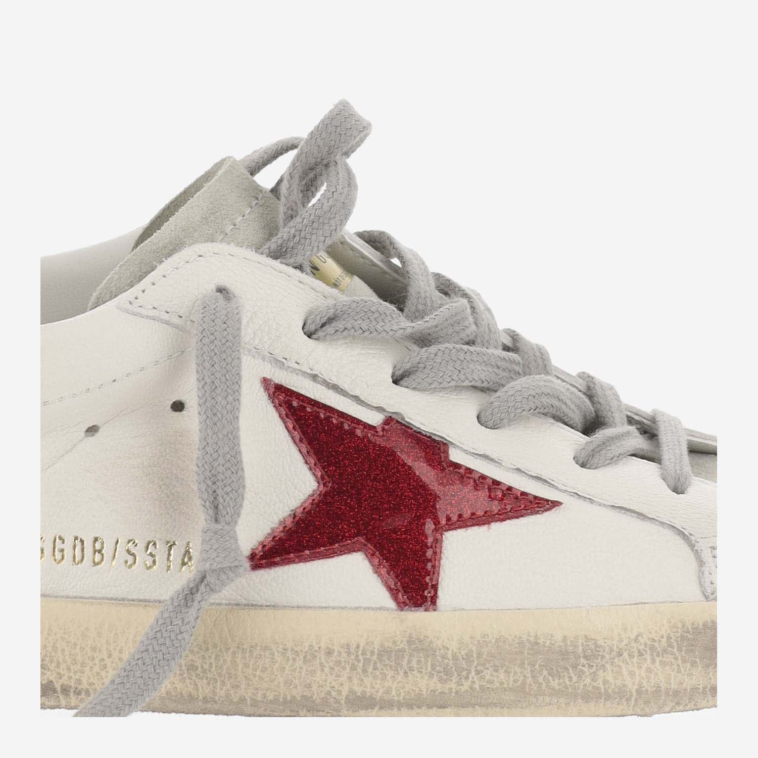 Shop Golden Goose Super Star Leather Sneakers In Bianco