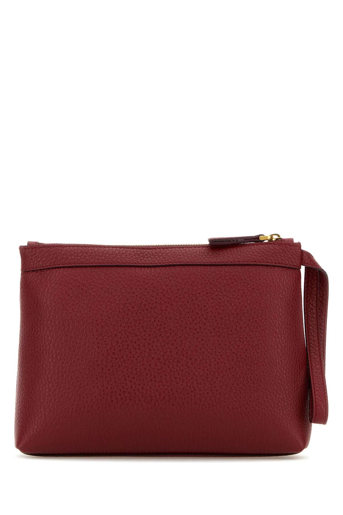 Shop Thom Browne Burgundy Leather Beauty Case