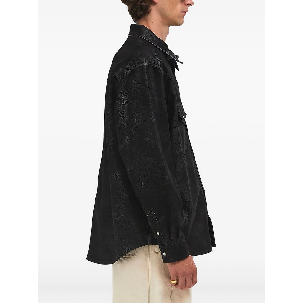 Isabel Marant Vintage Eco Leather Long Sleeve Shirt In Black