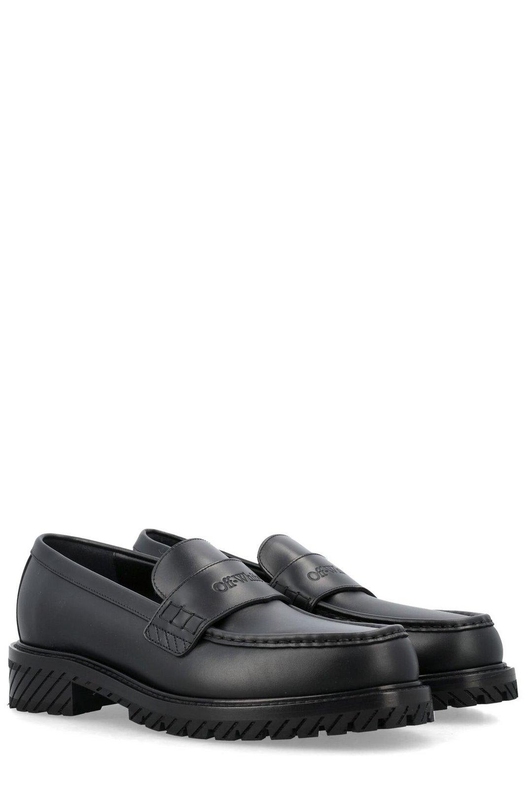 Shop Off-white Round-toe Military Loafers In Black