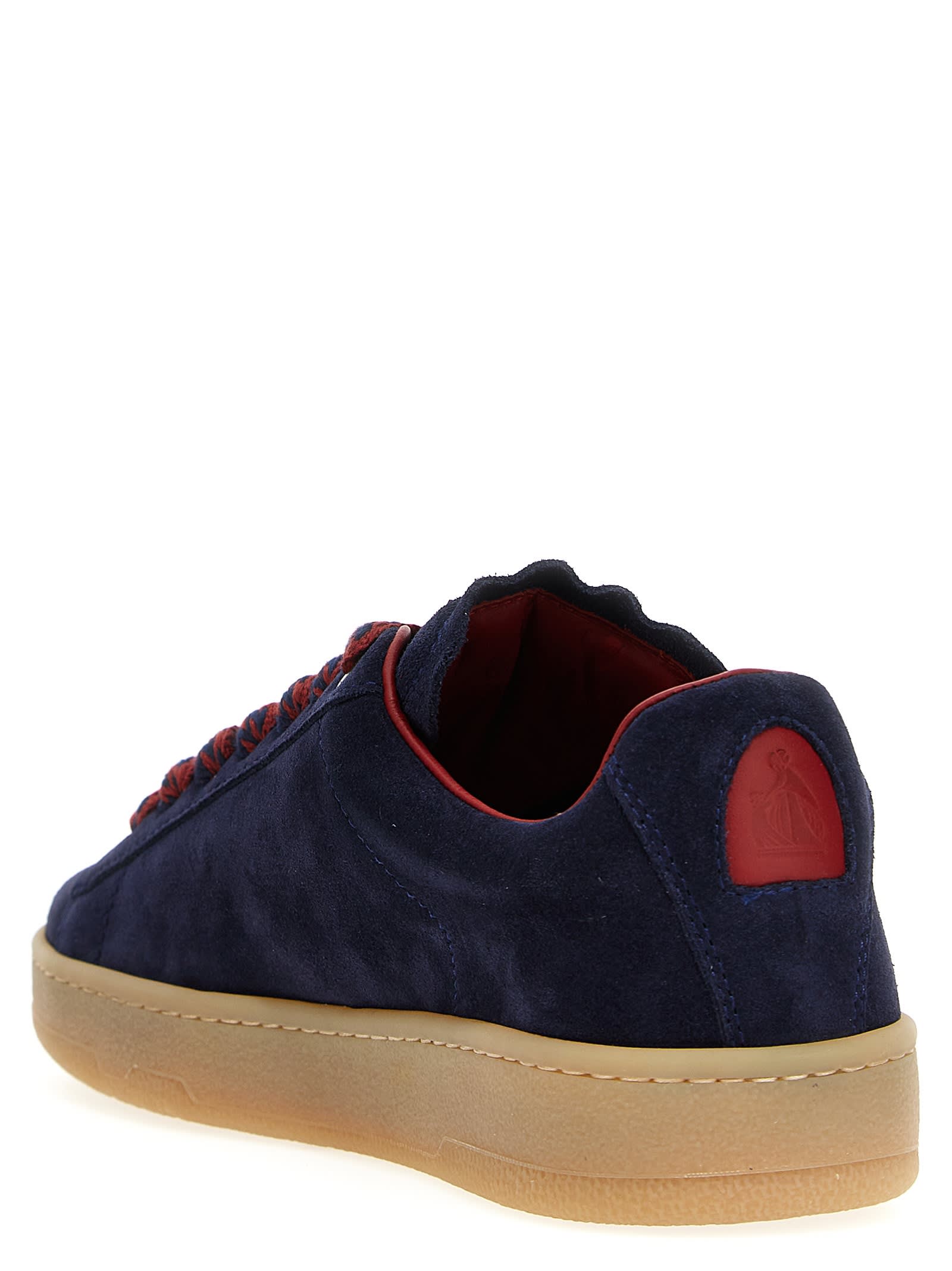 Shop Lanvin Lite Curb Sneakers In Navy Blue/red