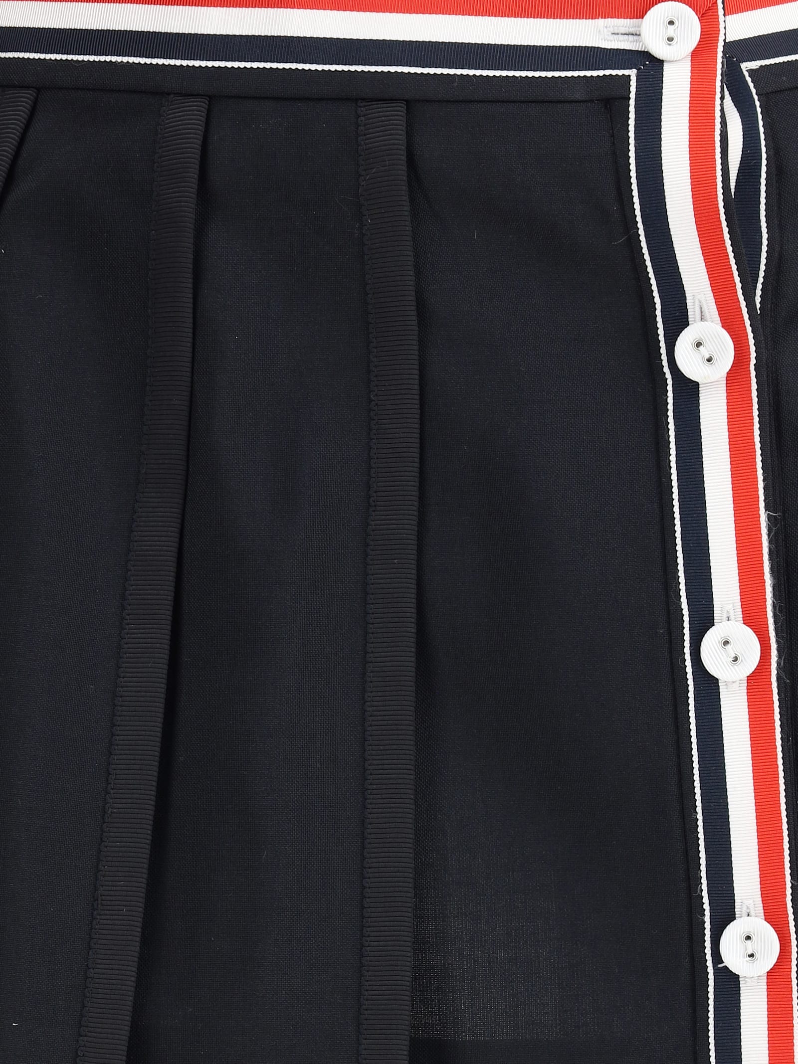 Thom Browne Black Ruffled Mini Skirt In Wool Blend Women