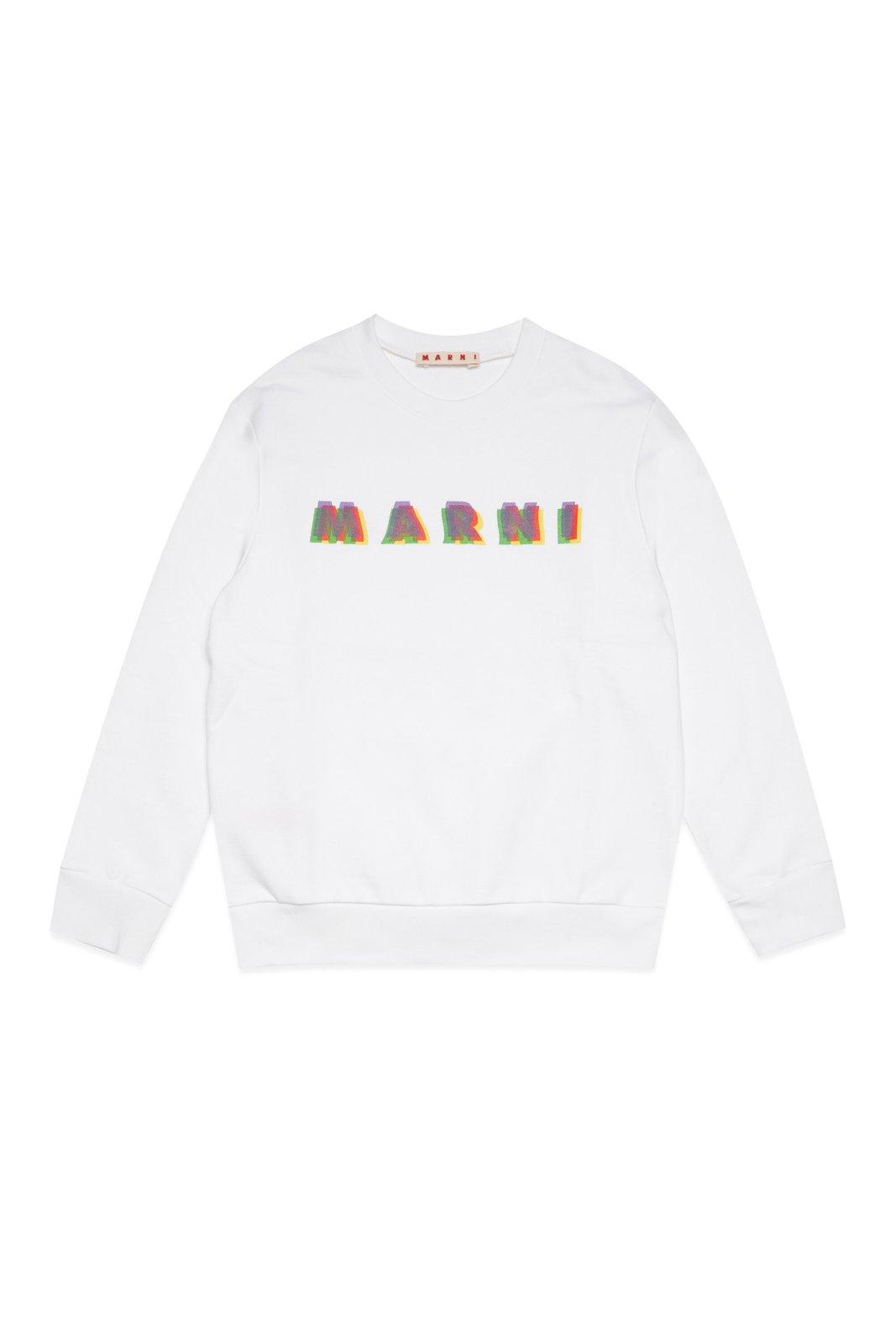 Shop Marni Logo-printed Crewneck Sweatshirt