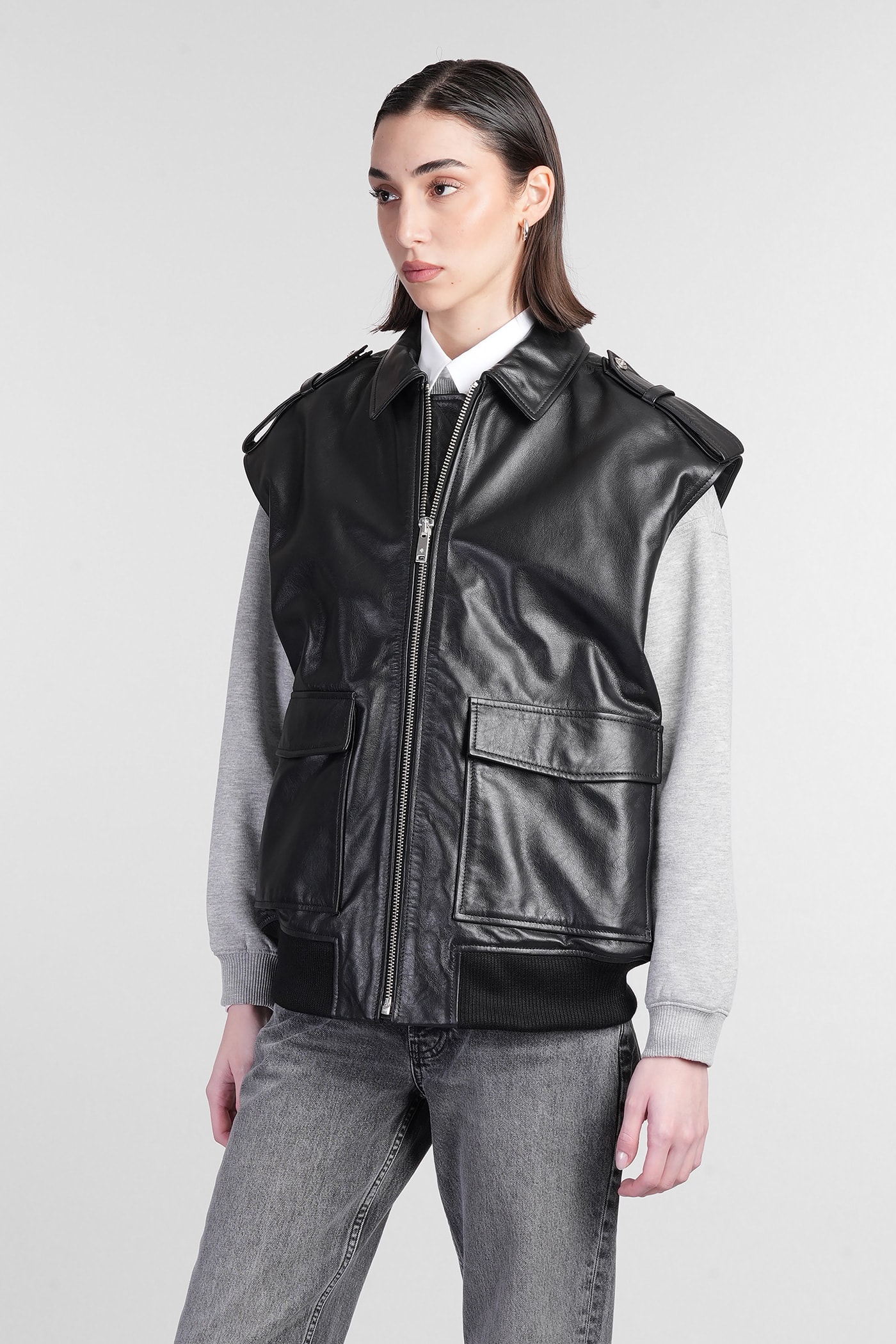 Shop Anine Bing Sonnie Vest In Black Leather