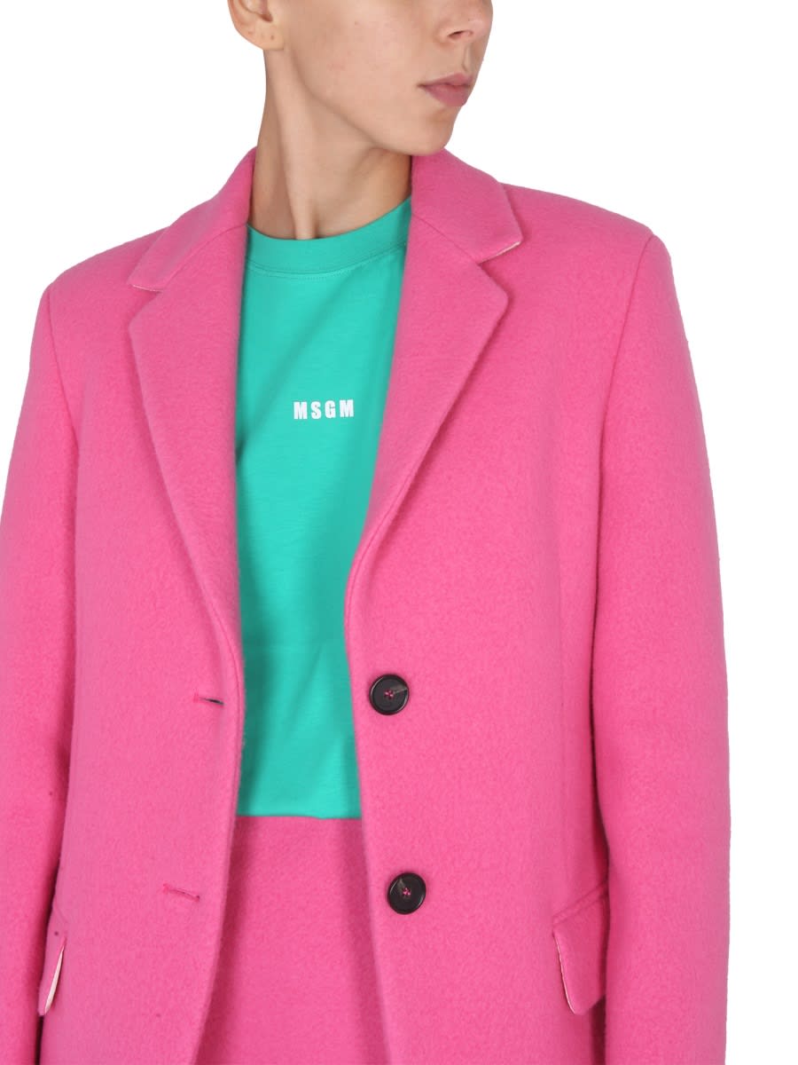 Shop Msgm Single-breasted Jacket In Fuchsia