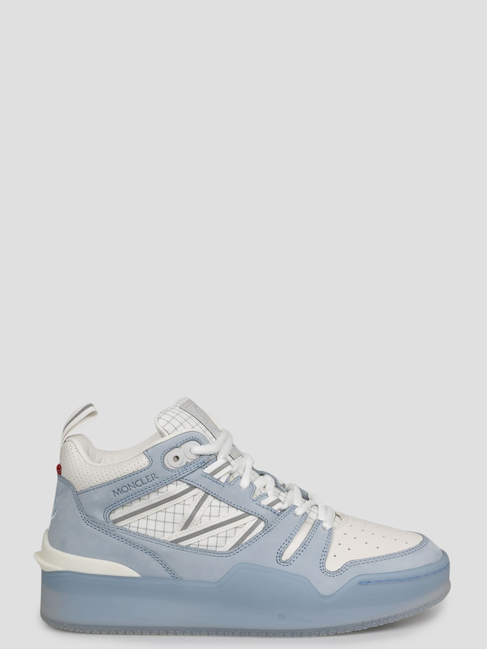 Moncler Pivot Leather High Top Sneakers In Blue