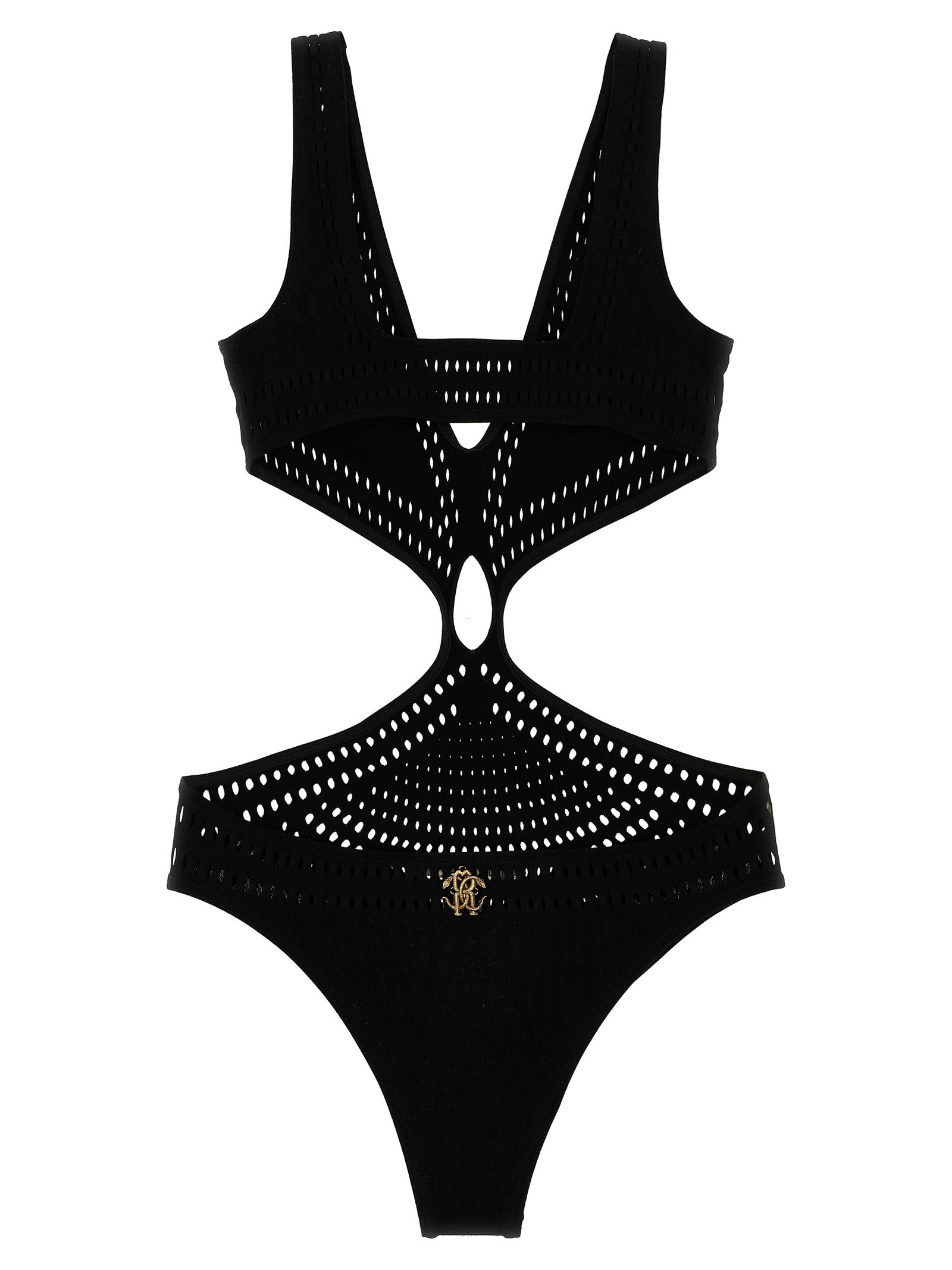 Shop Roberto Cavalli Anatomic Stretch One-piece Swimsuit In Black