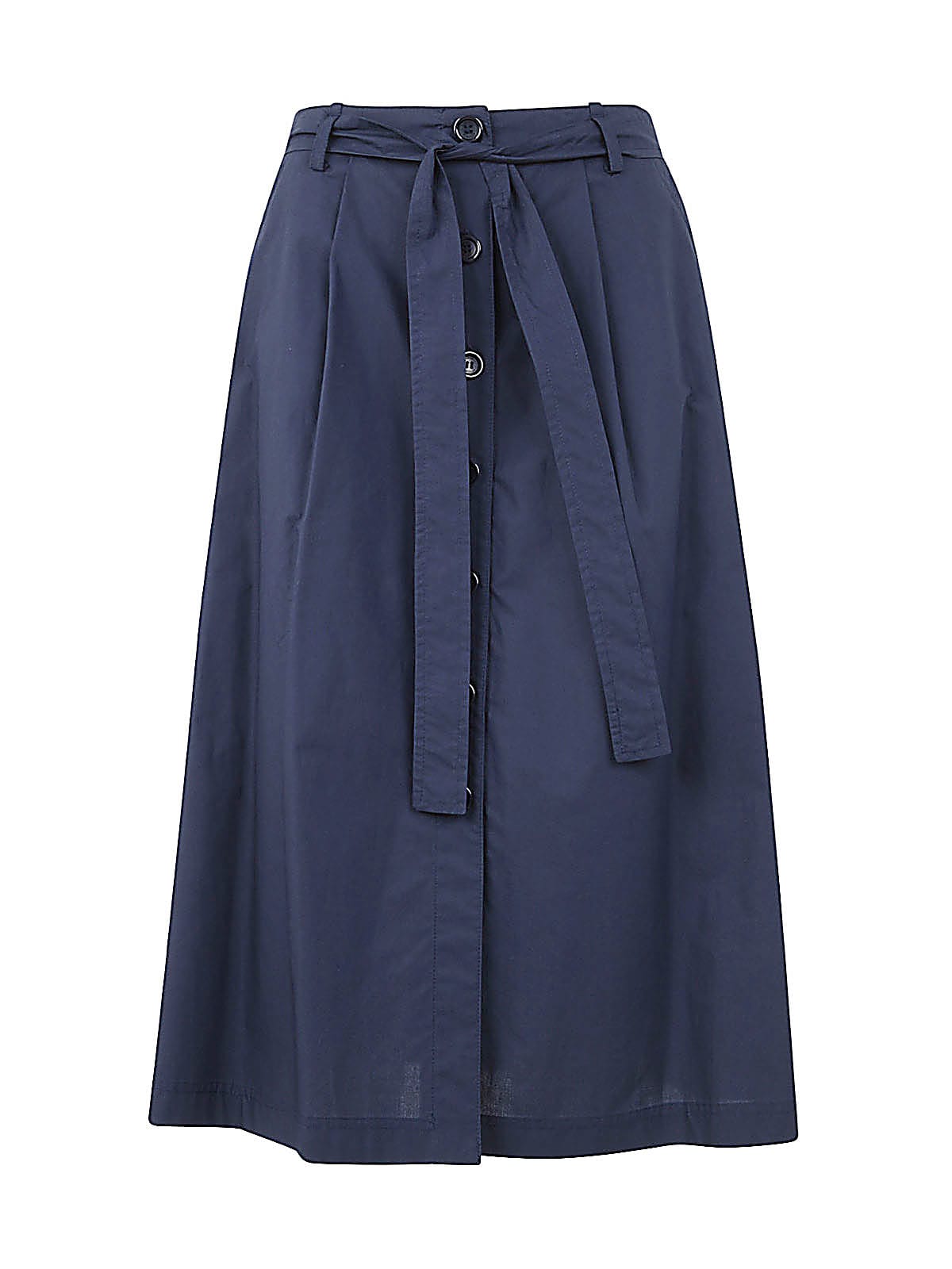 Seventy Popeline Skirt With Belt And Buttons On The Front In Blue