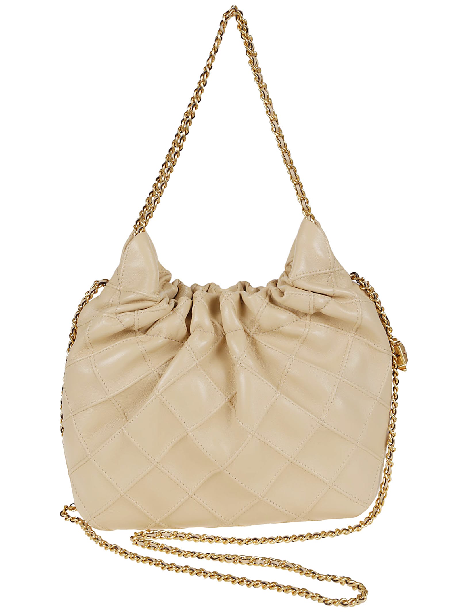 Tory Burch Quilted Lamb Leather Shoulder Bag In White
