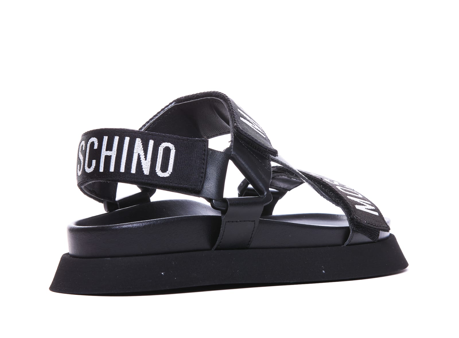 Shop Moschino Logo Tape Platform Sandals In Black