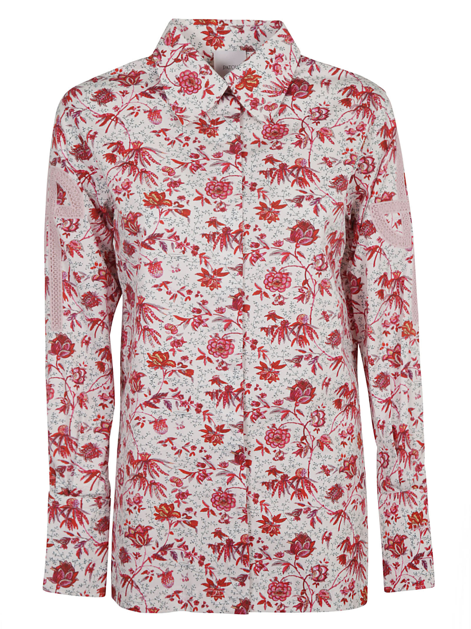Patou Floral-print Long-sleeved Shirt In White/red